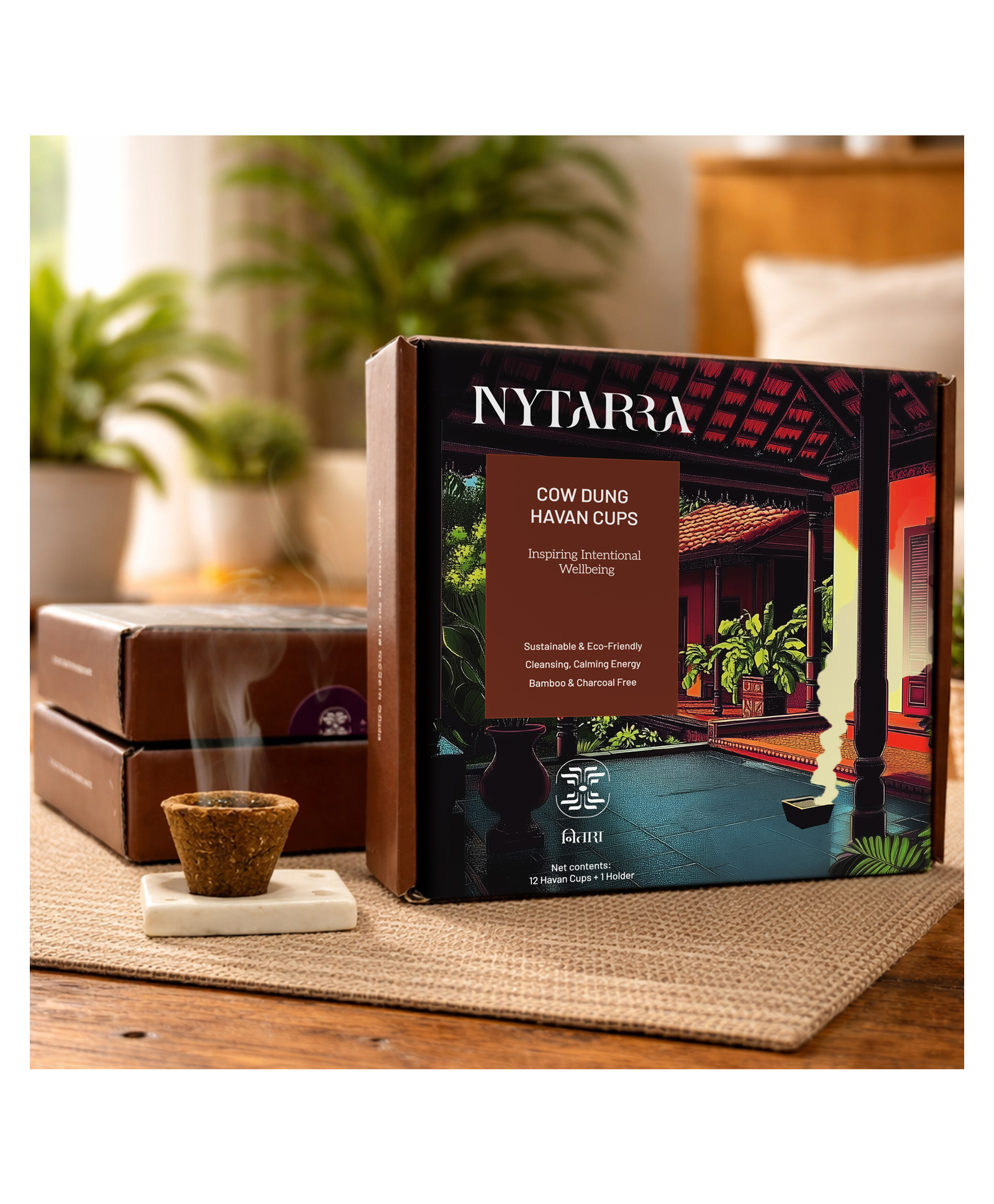 Nytarra Naturals Havan Cups - 36 pcs | Cow Dung Base | Premium Havan Cups Made with Herbs, Jatamansi, Ashwagandha, Guggal, Loban | Best for Pooja, Havan & Daily Rituals | Bamboo & Charcoal-Free-image-47