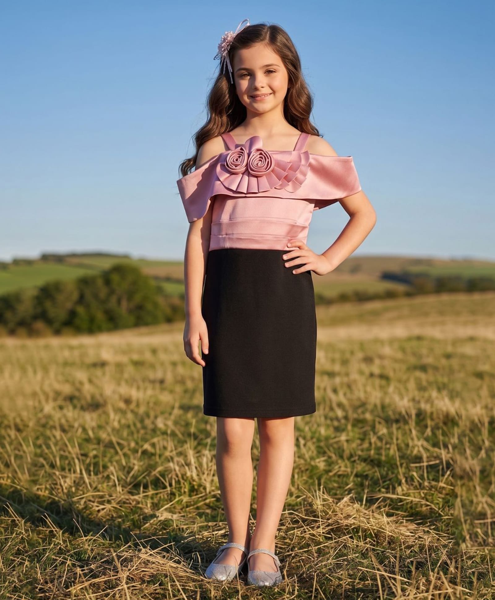 Tiny Girl Woven Sleeveless Floral Applique Detailed Dress - Onion Pink-image-1