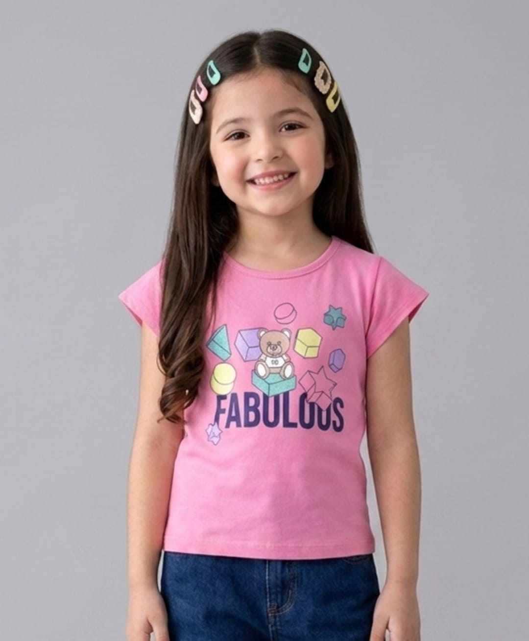 Tiny Girl Cotton Knit Cap Sleeves Fabulous Text Printed - Pink-picture-26