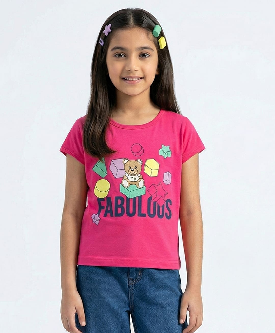 Tiny Girl Cotton Knit Cap Sleeves Fabulous Text Printed - Pink-picture-30