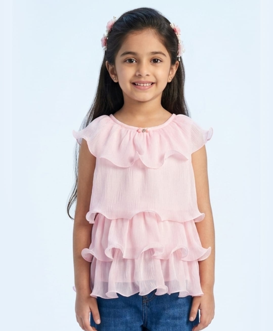 Tiny Girl Woven Sleeveless Ruffle Layered Top - Pink-picture-25