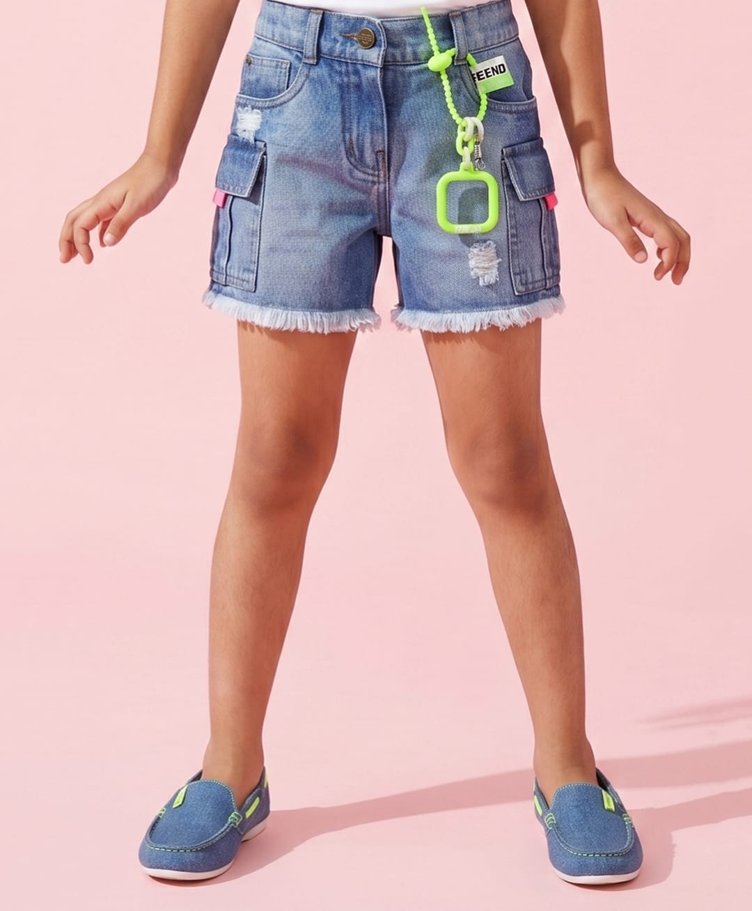 Tiny Girl Denim Woven Washed & Distressed Shorts - Light Blue-picture-26