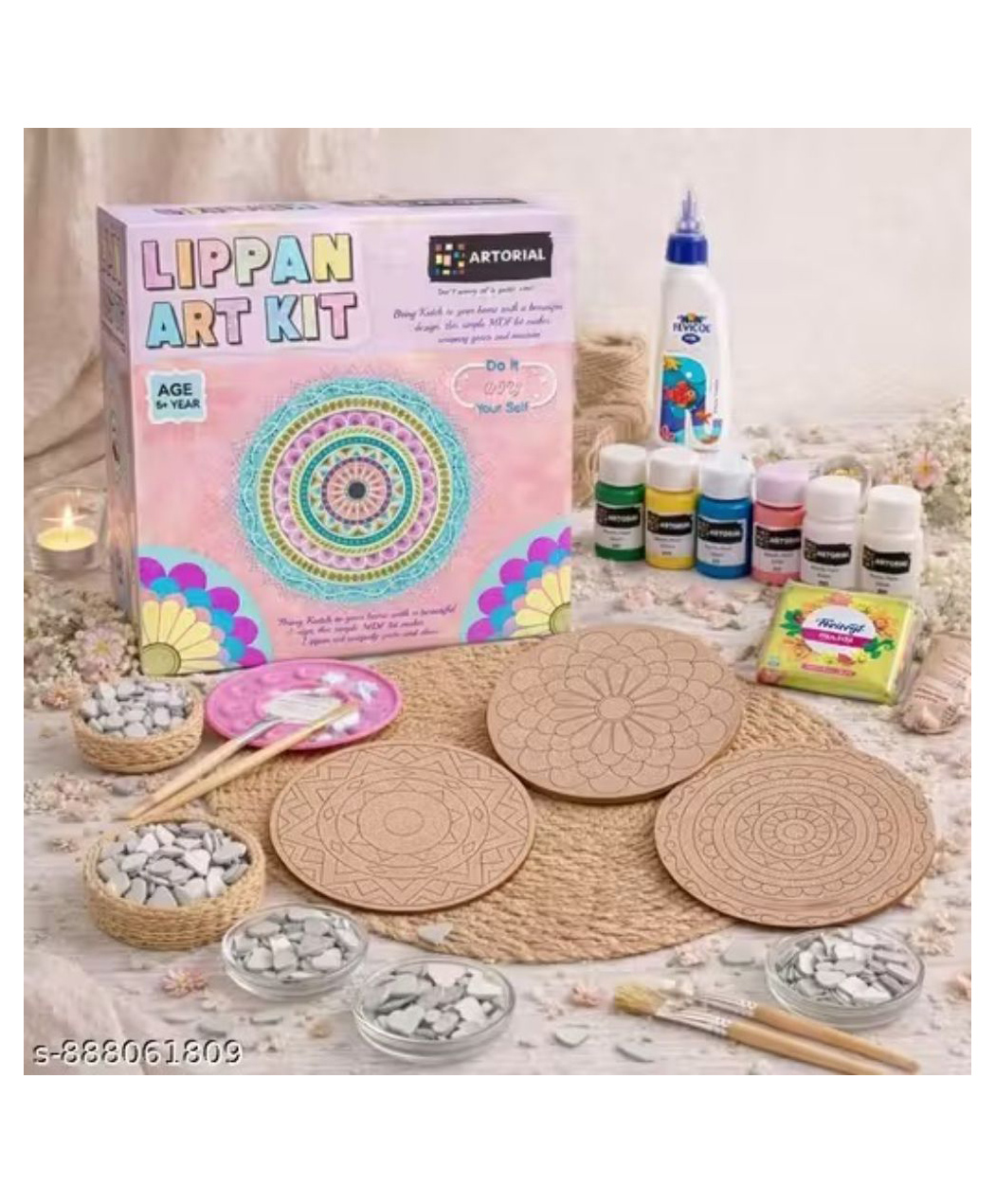 Happy Hues DIY Lippan Art Kit - Traditional Mirror Work Craft Set for Kids & Beginners-picture-10