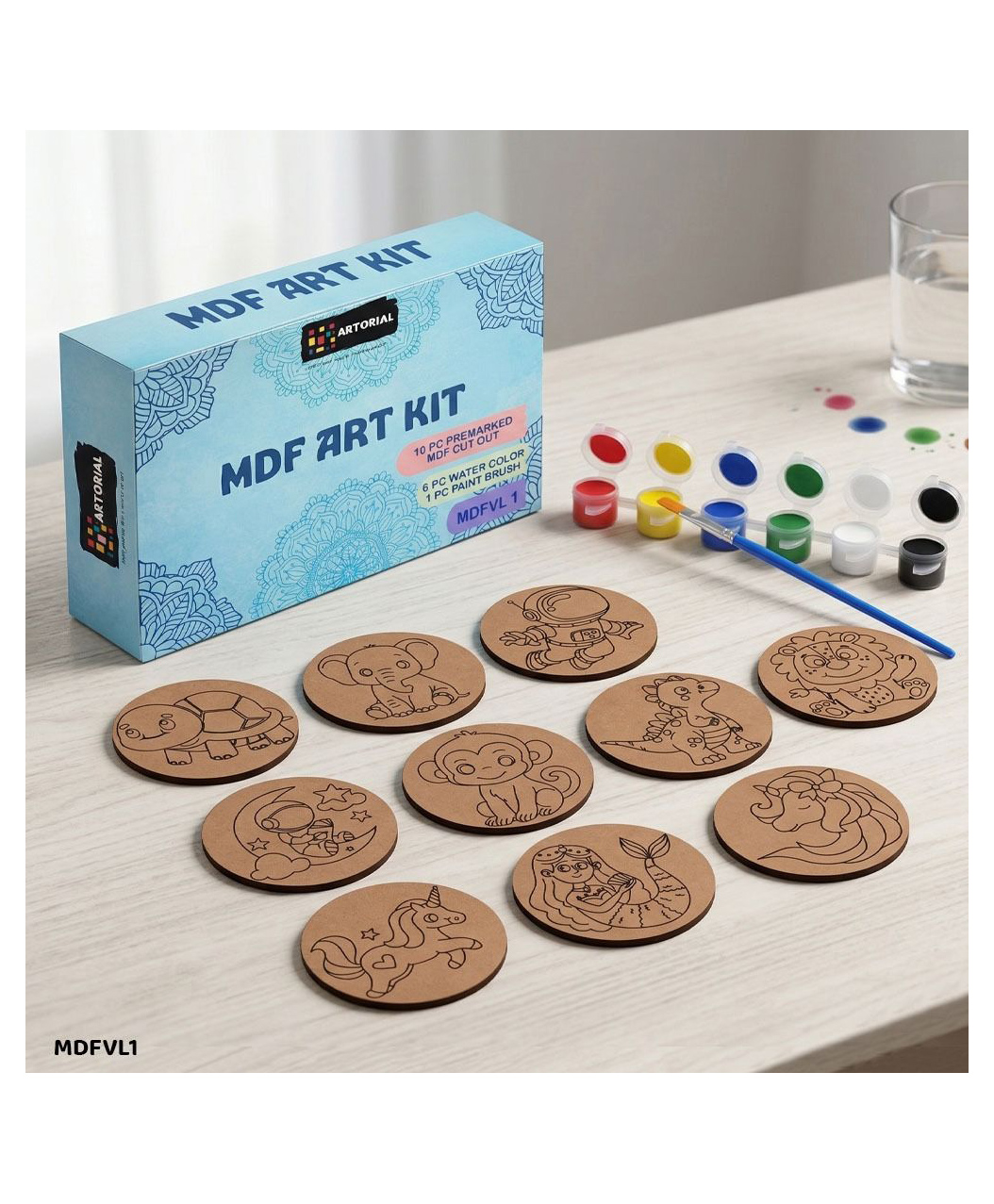 Happy Hues DIY Animal-Themed Art Kit: Includes 10 pre-etched MDF coasters, paints, and brush. Perfect for kids to create custom home decor. A creative, engaging, and fun DIY craft gift set!-picture-26