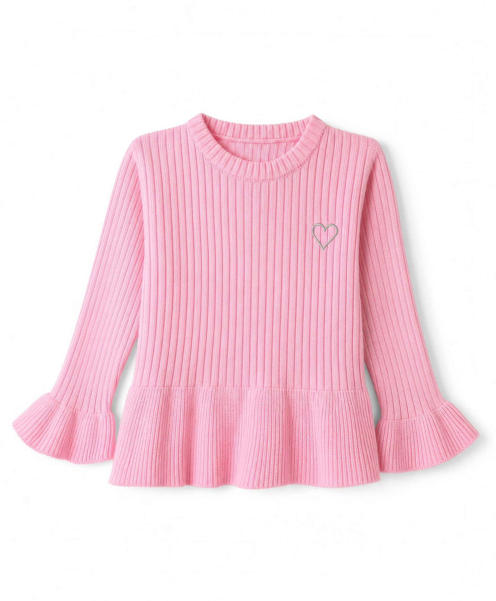 Babyhug Knit Full Sleeves Pullover Sweater With Hearts Embroidered - Pink-picture-18