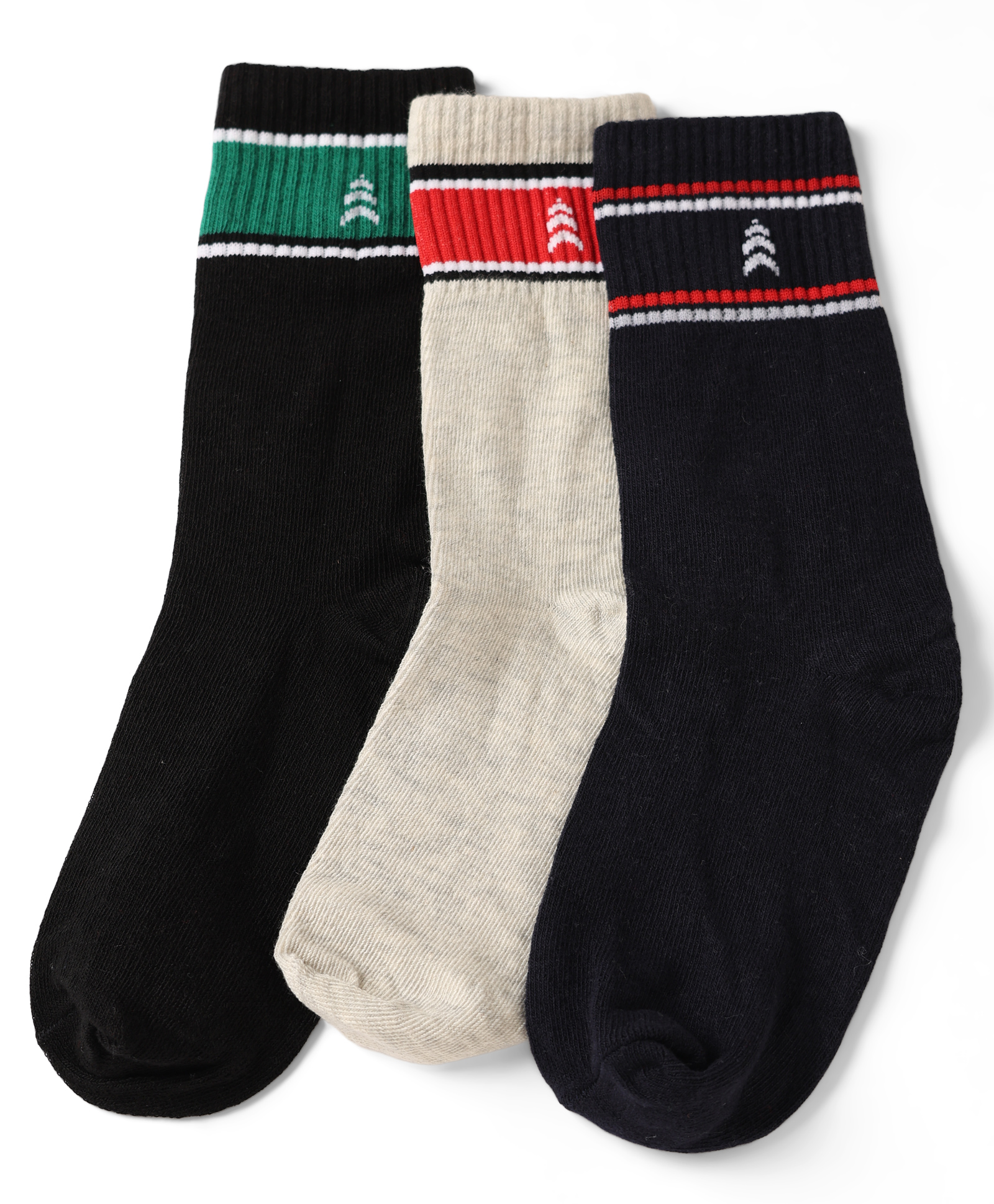Pine Kids Cotton Knit Ankle Length Socks Set Of 3 - Black & White-picture-34