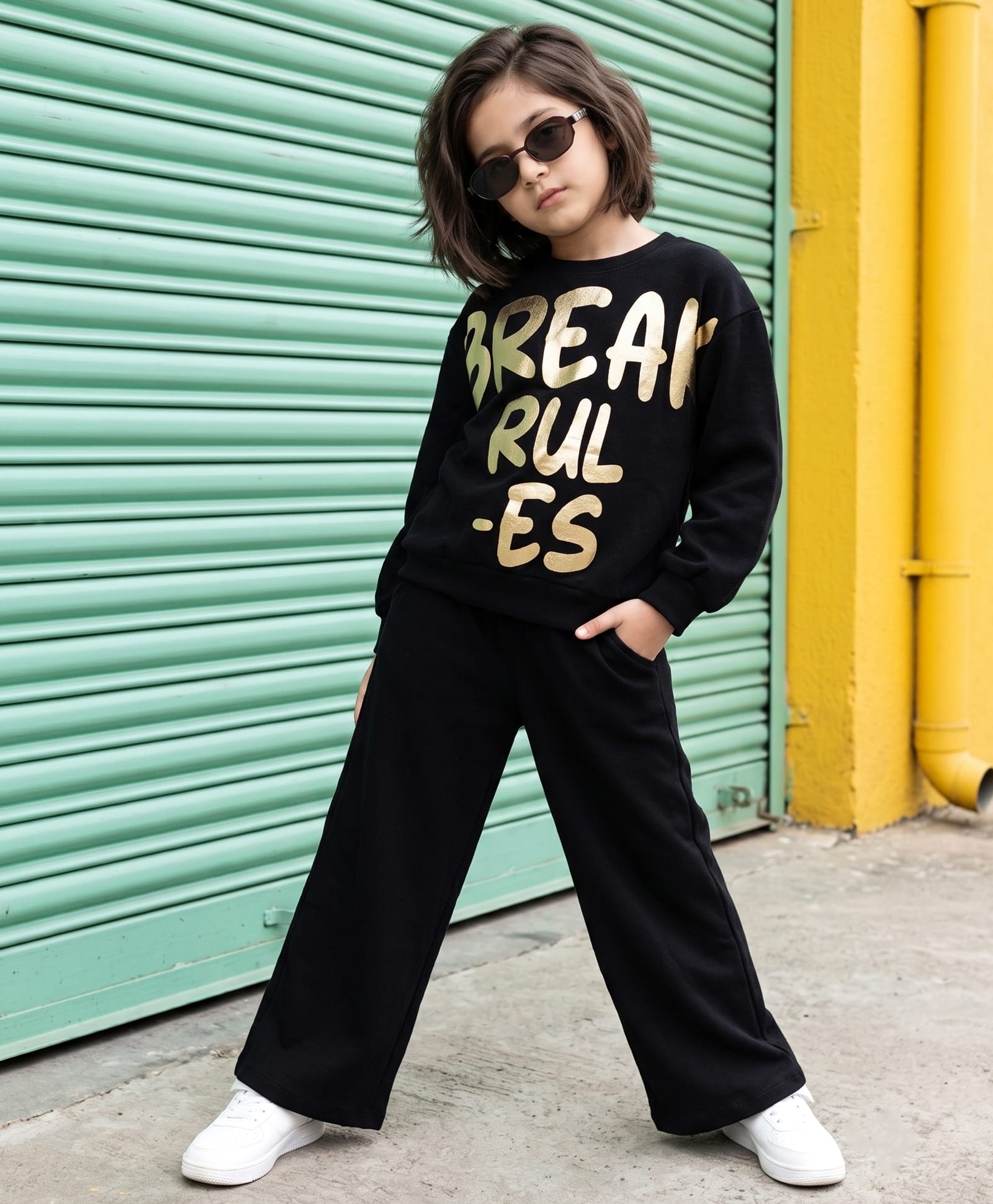 OLLINGTON ST. Cotton Looper Knit Full Sleeves Winter Wear Suit With Text Print - Black-picture-27