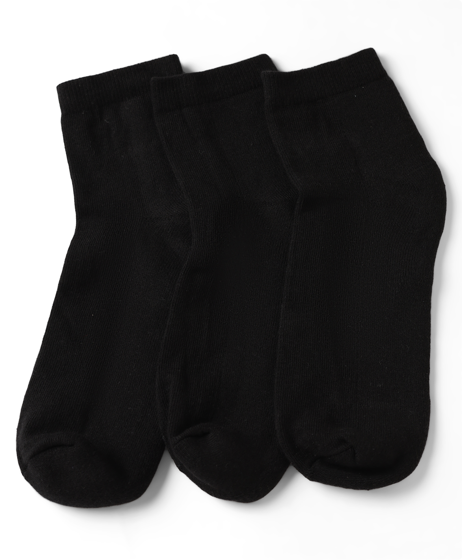 Pine Kids Cotton Knit Ankle Length Solid Socks Set of 3 - Black-picture-23