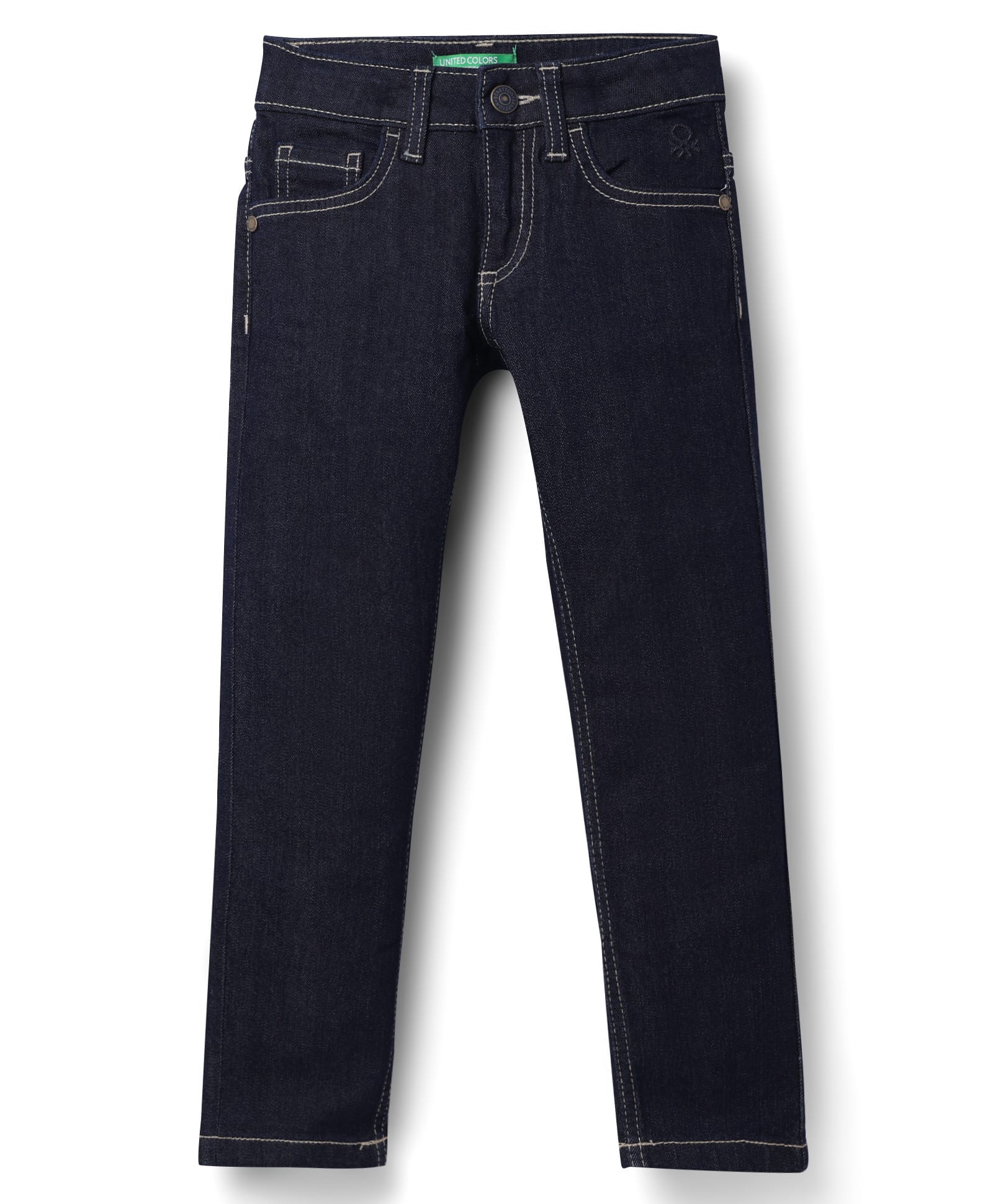 UCB Cotton Woven Full Length Slim Fit Washed Denim Jeans With Pockets - Navy Blue-picture-31