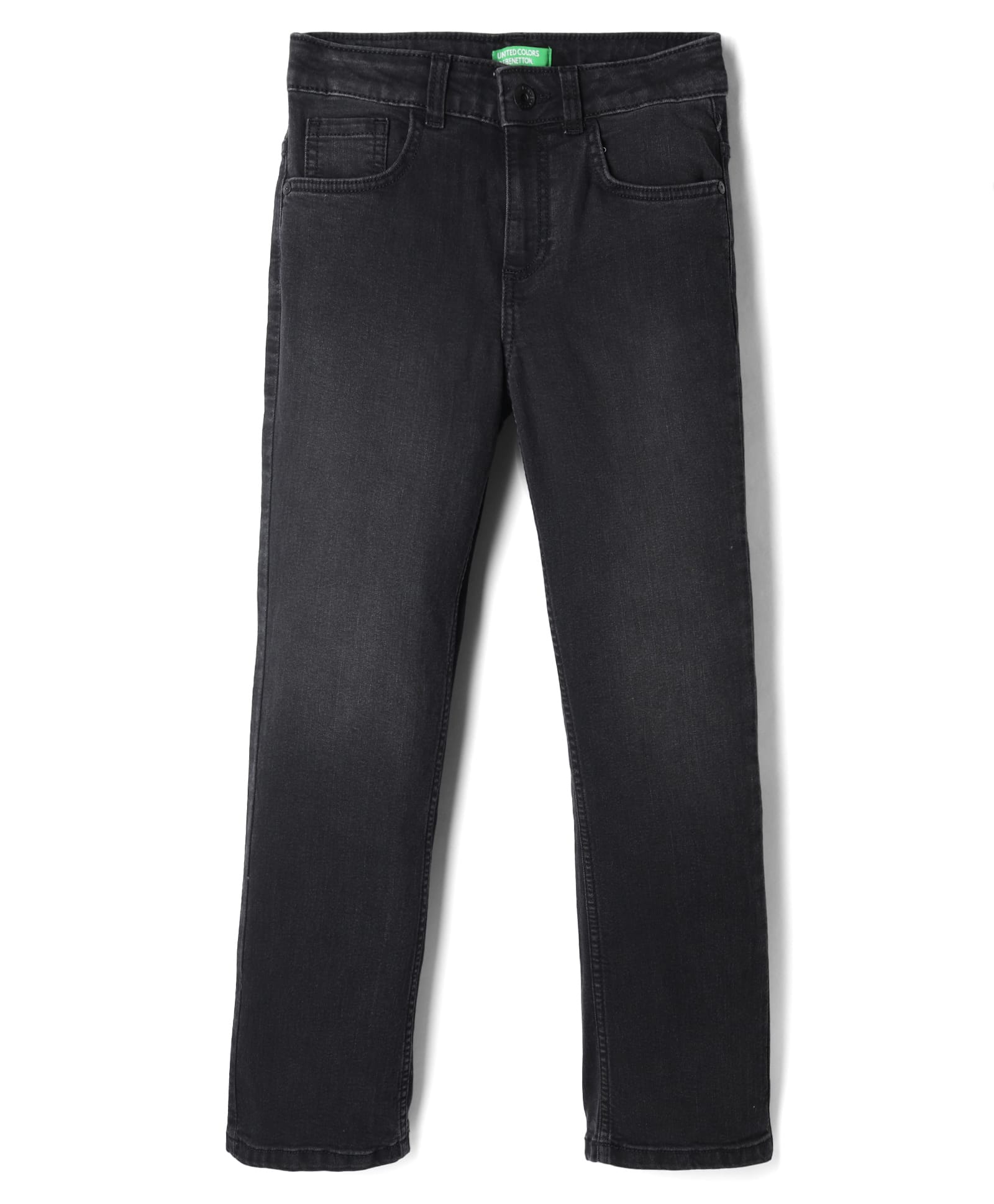 UCB Cotton Elastane Woven Full Length Solid Boot Cut Jeans with Logo Embroidery on Back Pocket - Black-picture-23