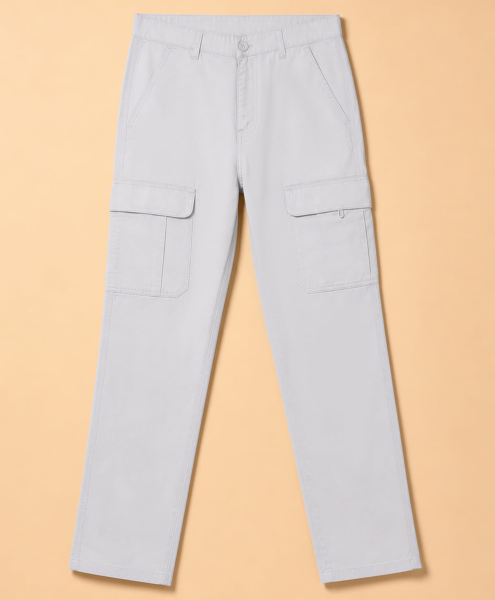 UCB Cotton Woven Full Length Solid Cargo Trouser With Loop Detailing - Light Grey-picture-25