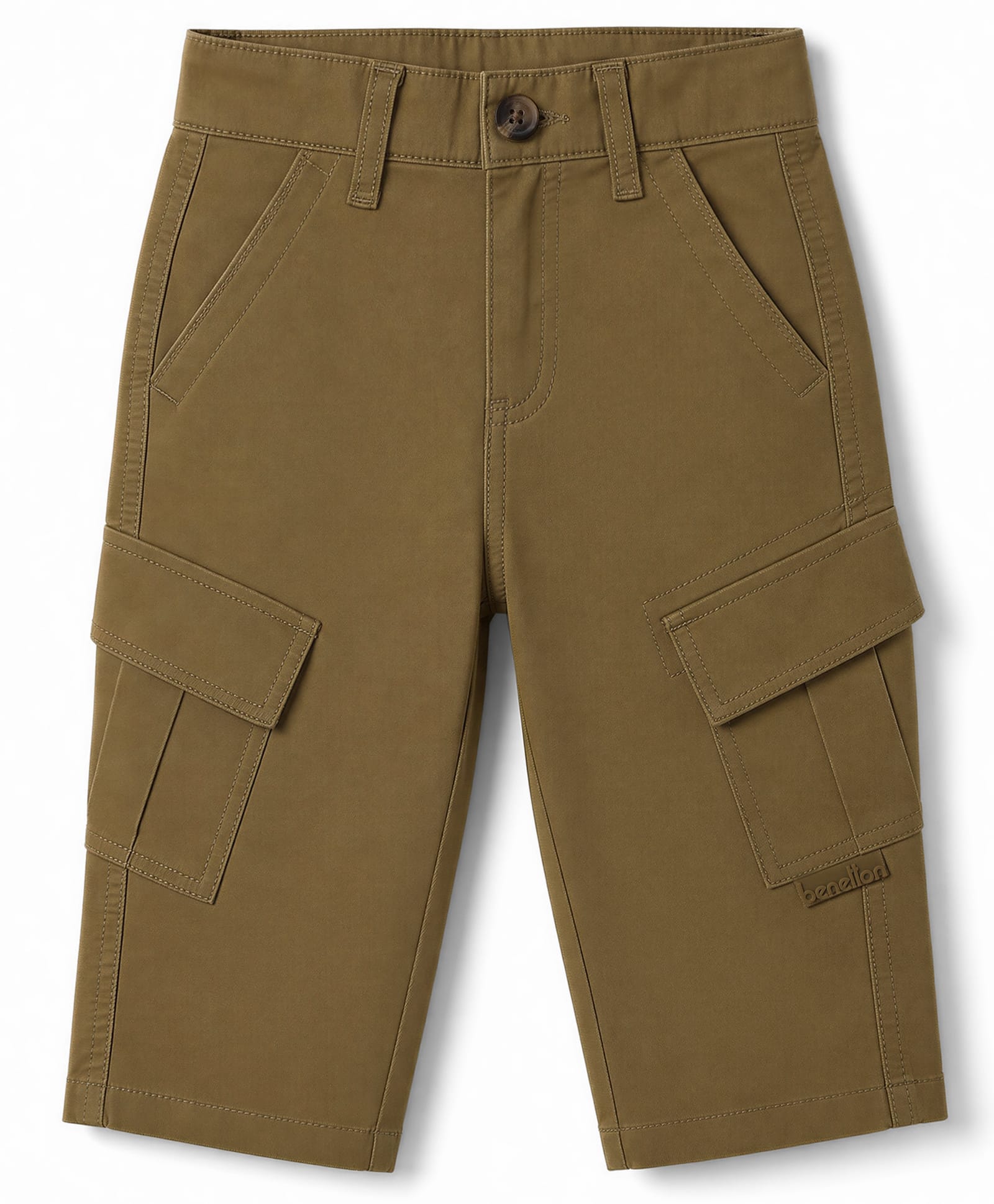 UCB Cotton Blend Woven Full Length Solid Trouser With Side Cargo Pockets - Tan-picture-12
