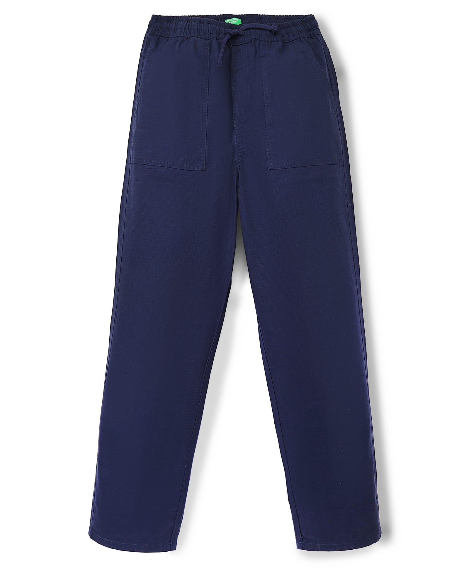 UCB Cotton Woven Full Length Elasticated Ribstop Solid Trousers - Navy Blue-picture-39