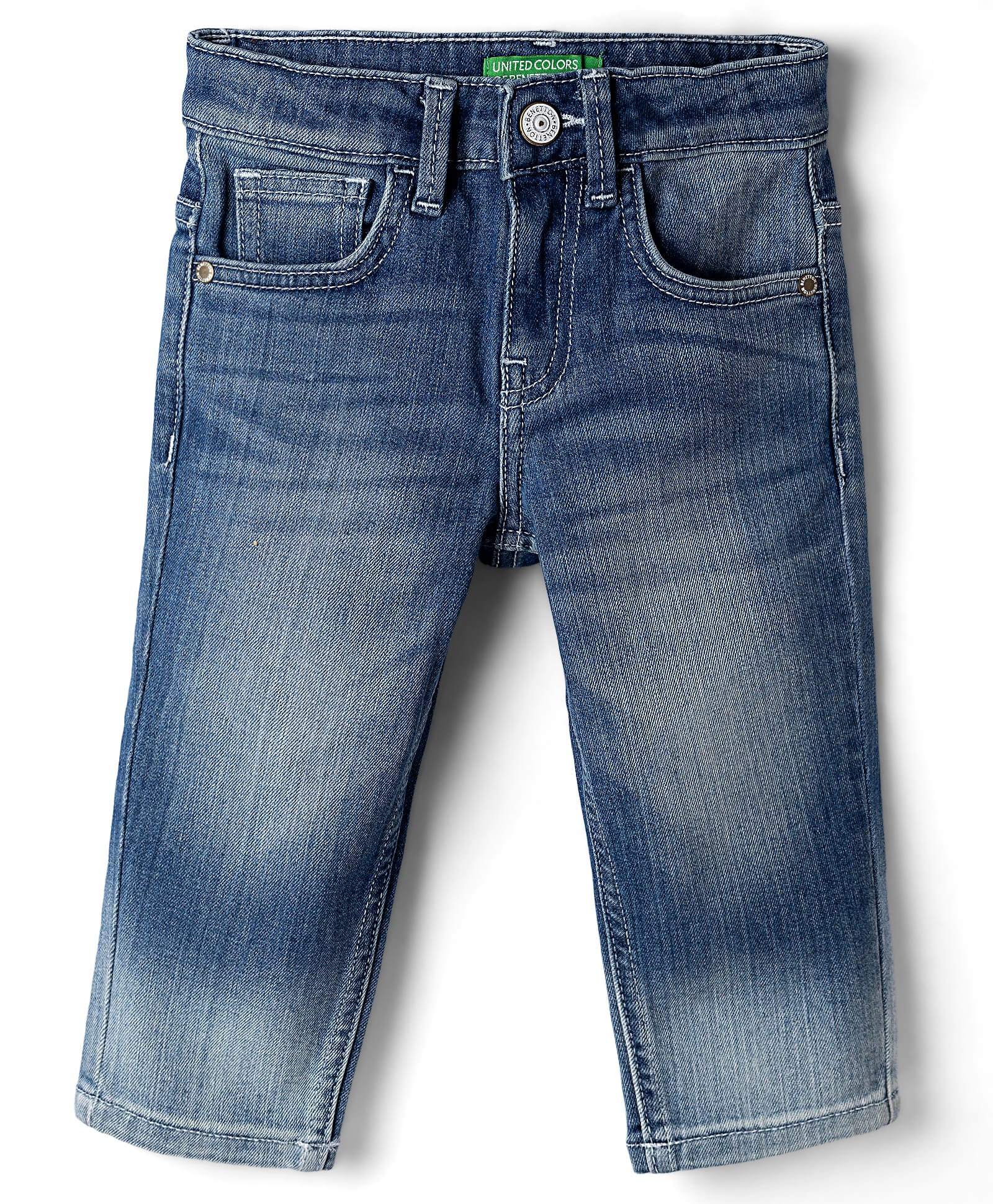 UCB Cotton Blend Woven Full Length Straight Fit Ombre Wash Denim With Icon - Blue-picture-24
