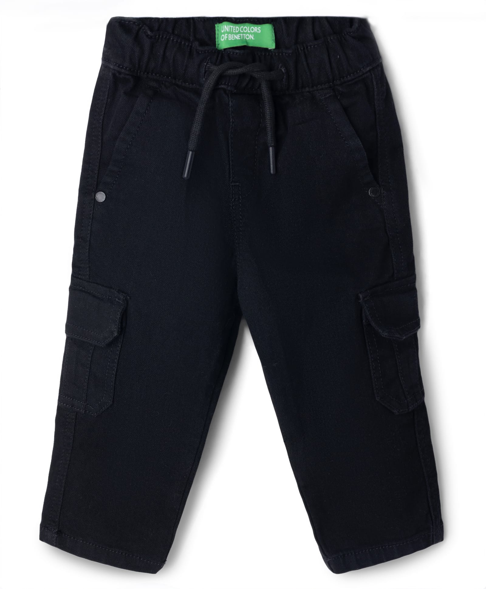 UCB Cotton Woven Full Length Straight Cargo Slant Pocket Denim Jeans - Black-image-25