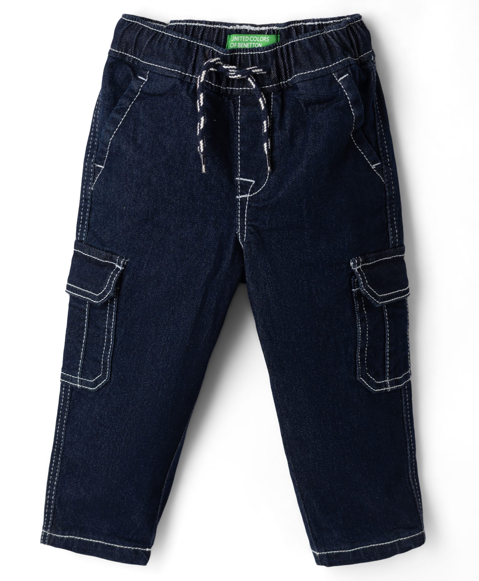 UCB Cotton Blend Woven Full Length Rinse Wash Cargo With Contrast Details - Navy Blue-picture-25