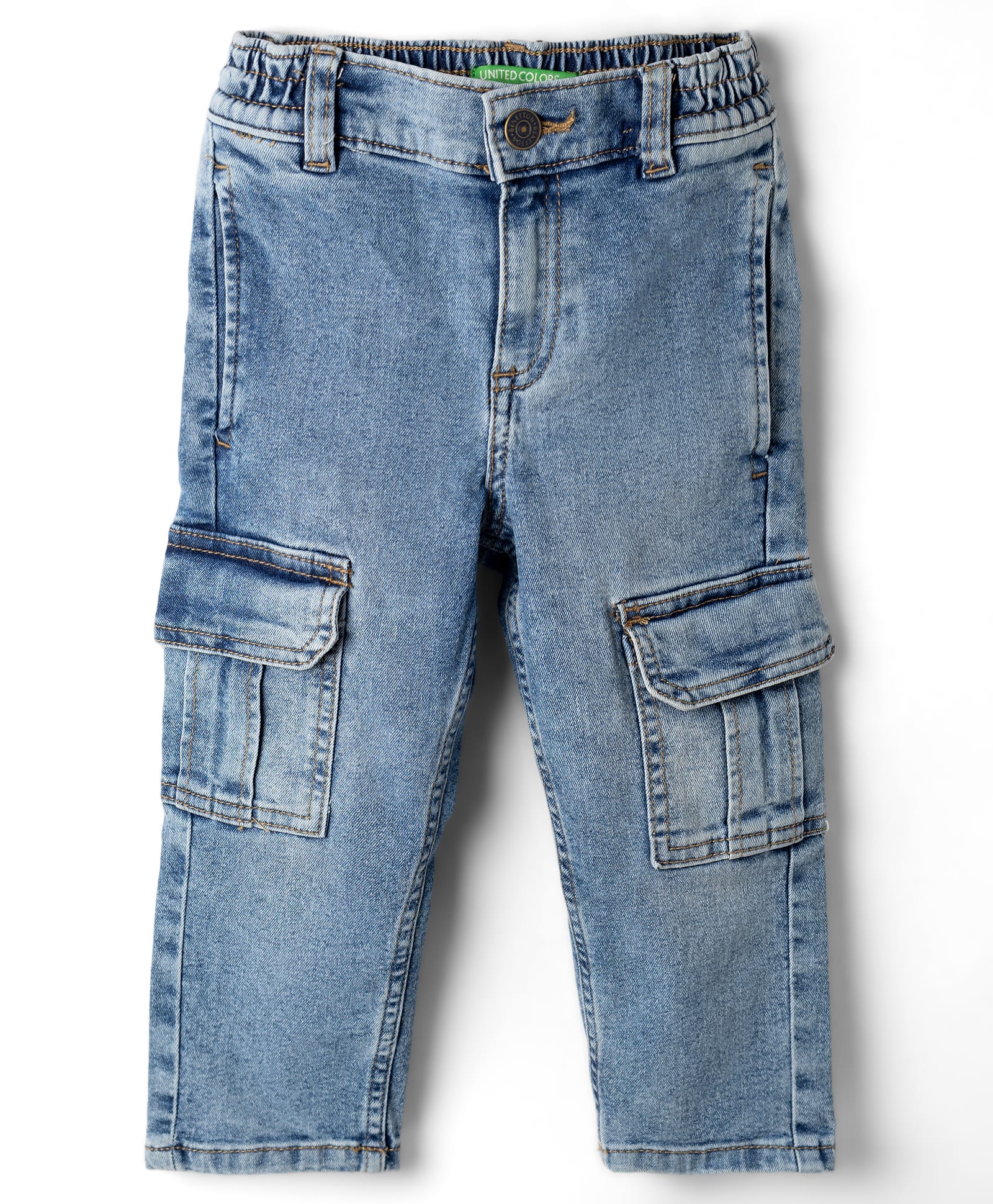 UCB Cotton Woven Full Length Washed Cargo Pocket Regular Fit Denim Jeans - Blue-picture-38