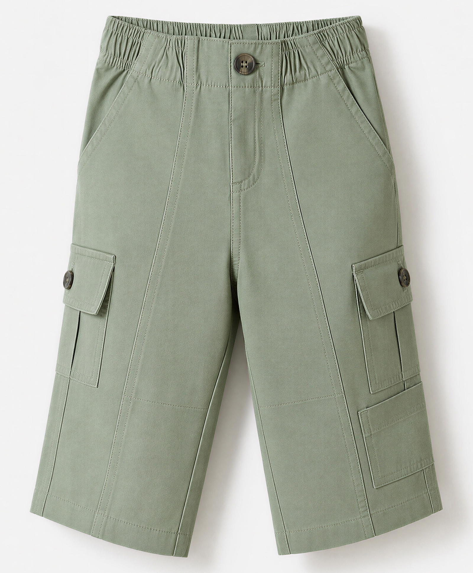 UCB Cotton Woven Full Length Solid Color Trouser With Cargo Pockets - Olive Green-picture-37