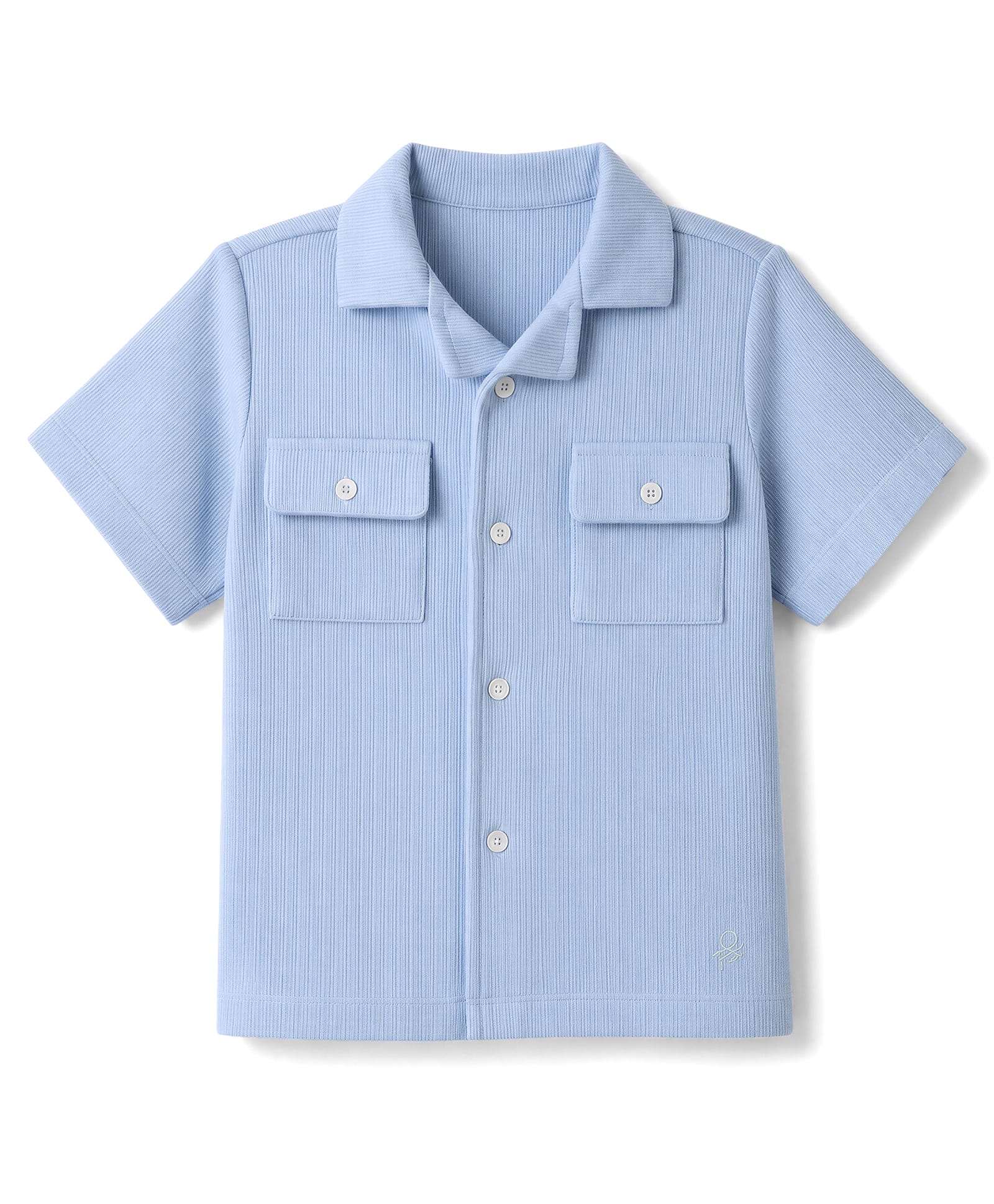 UCB Knit Half Sleeves Textured Shirt With Pockets - Blue-picture-7