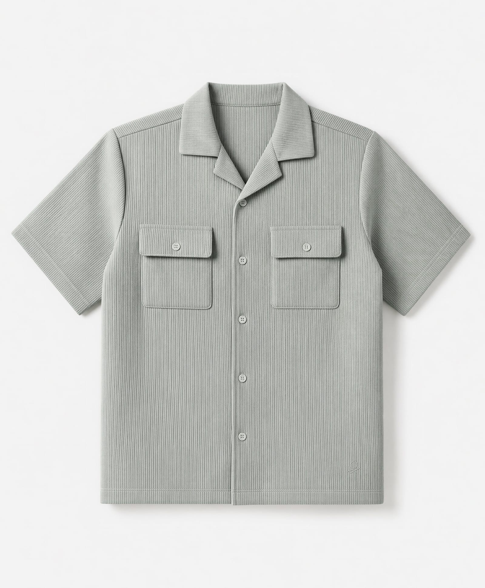 UCB Knit Half Sleeves Textured Shirt With Pockets - Olive Green-picture-11