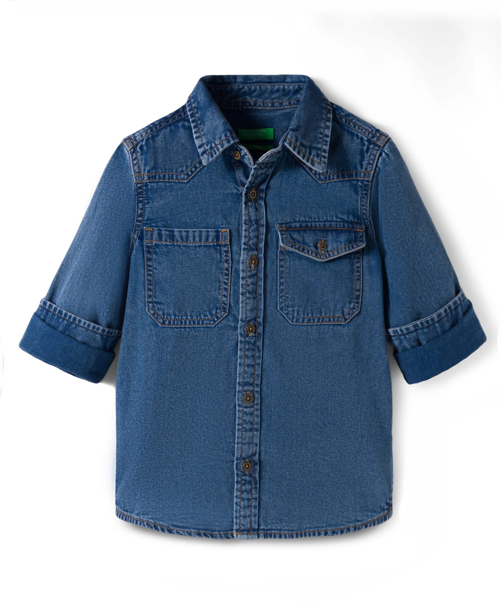 UCB Cotton Woven Full Sleeves Denim Shirt with Double Pocket - Blue-picture-30