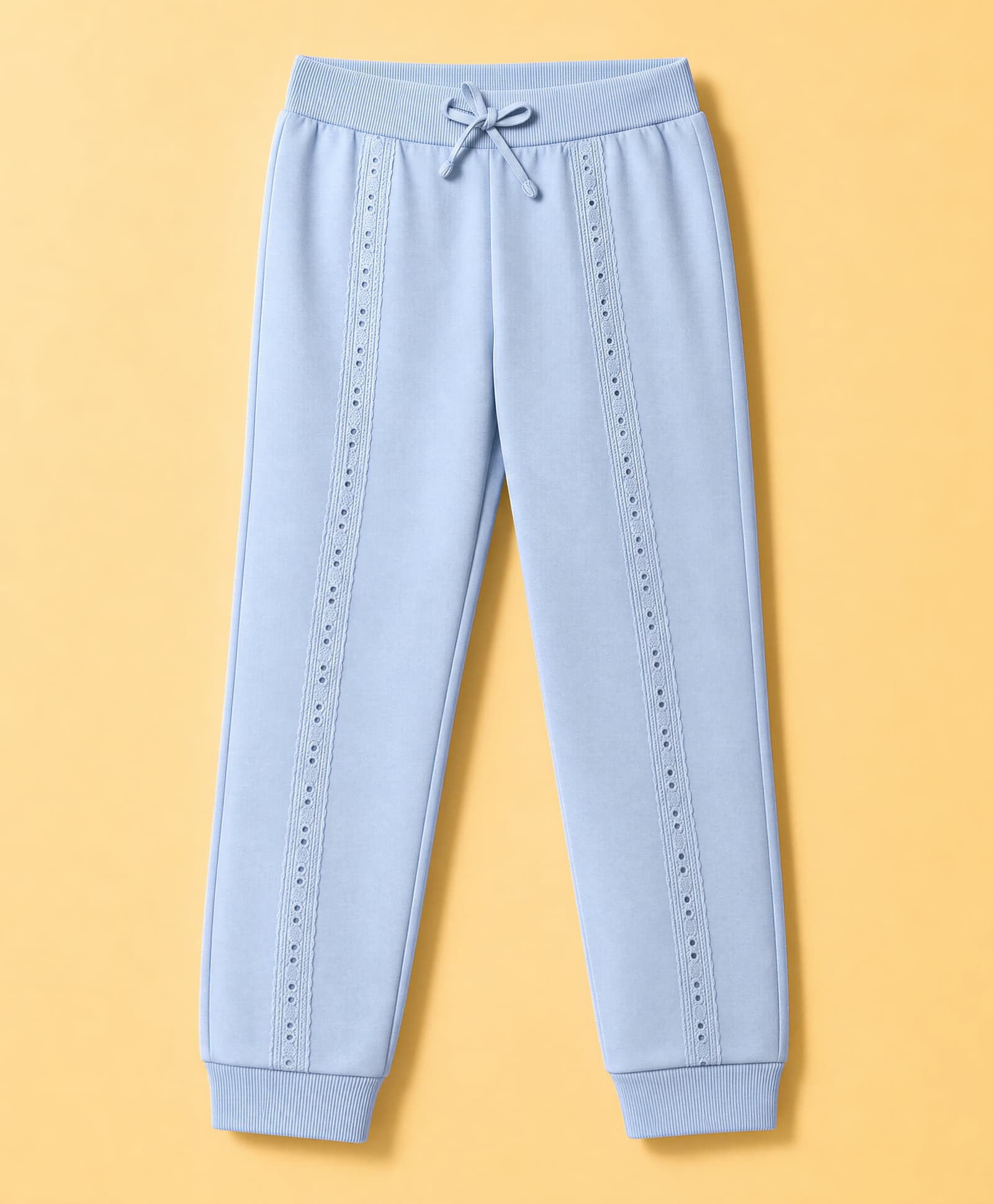 UCB 100% Cotton Knit Full Length Solid Colour Track Pant - Light Blue-picture-35