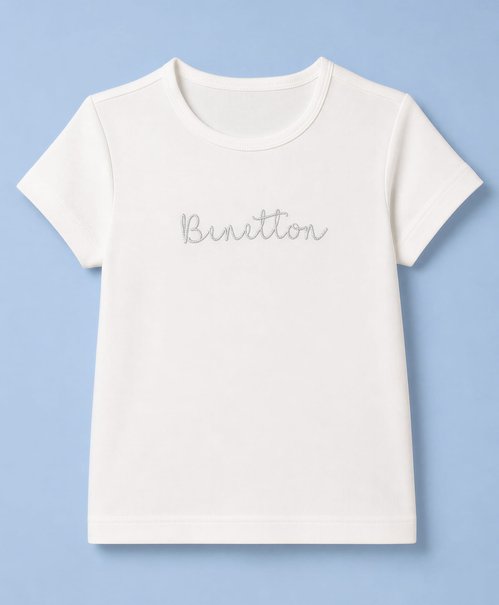 UCB 100% Cotton Knit Half Sleeves T-Shirt with Text Glitter Print - OffWhite-picture-21