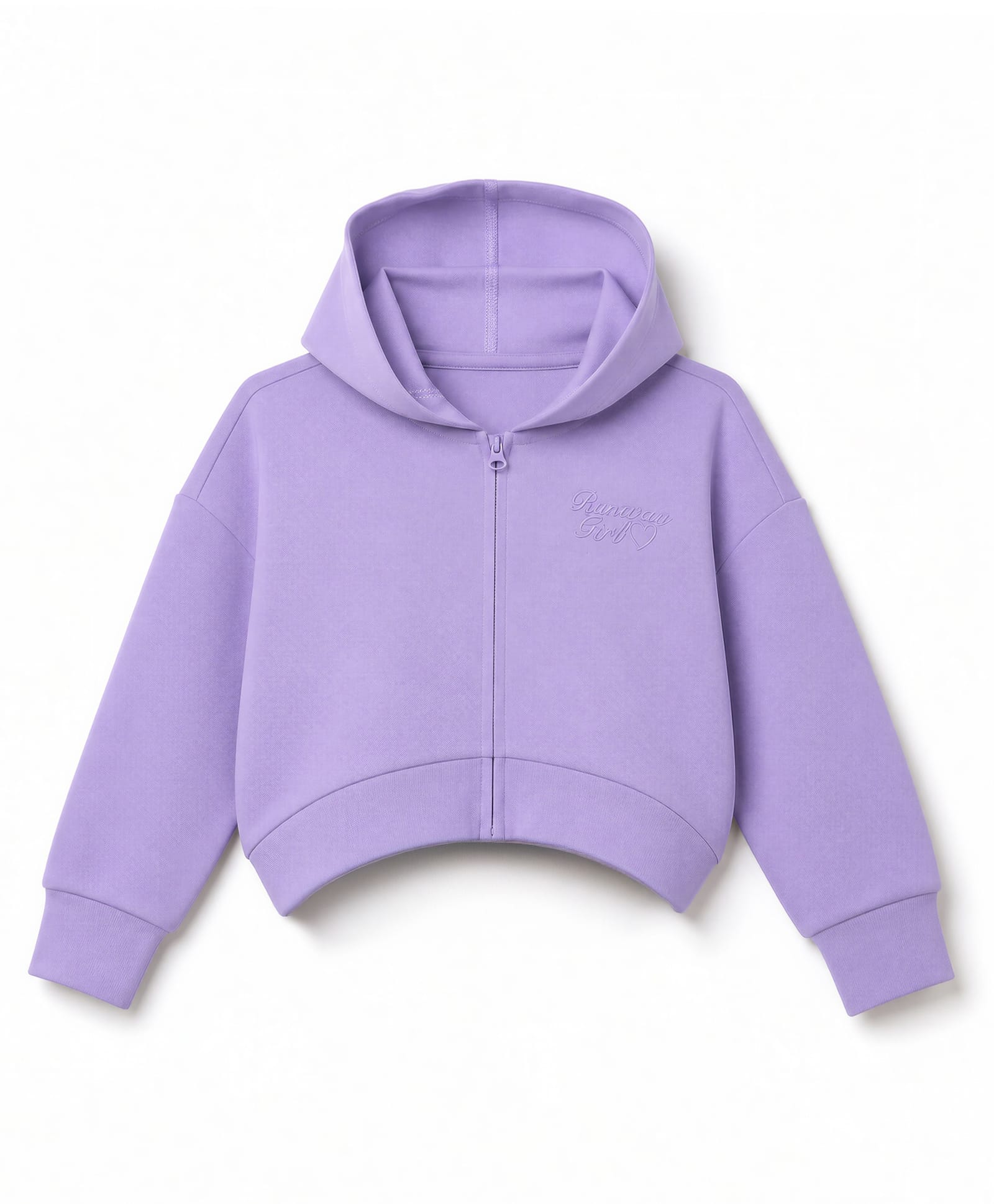 UCB Cotton Viscose Elastane Knit Cropped Hoodie with Full Sleeves - Purple-picture-28