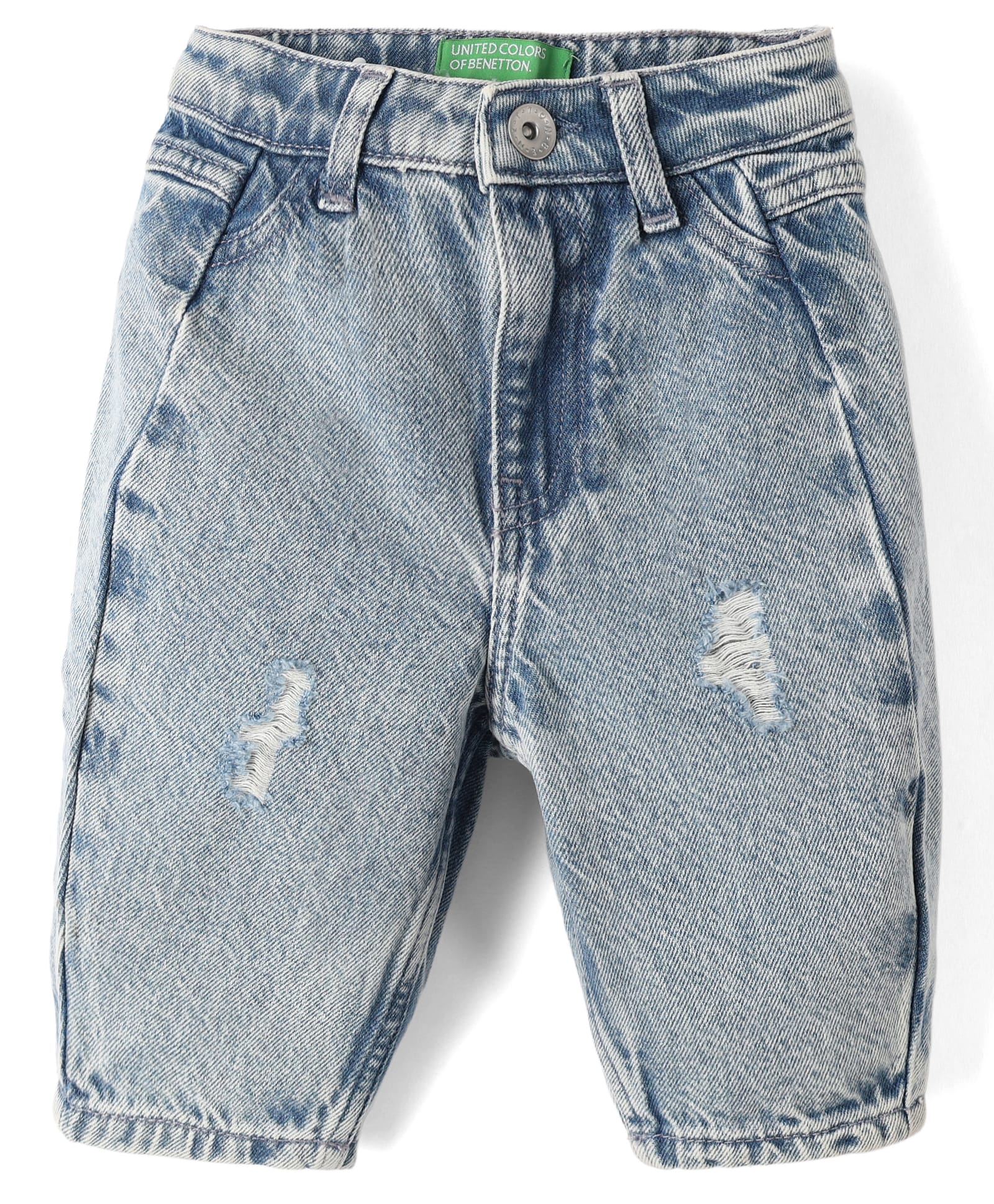UCB Cotton Woven Full Length Slouchy Tapered Damage Washed Denim Jeans - Light Blue-picture-18