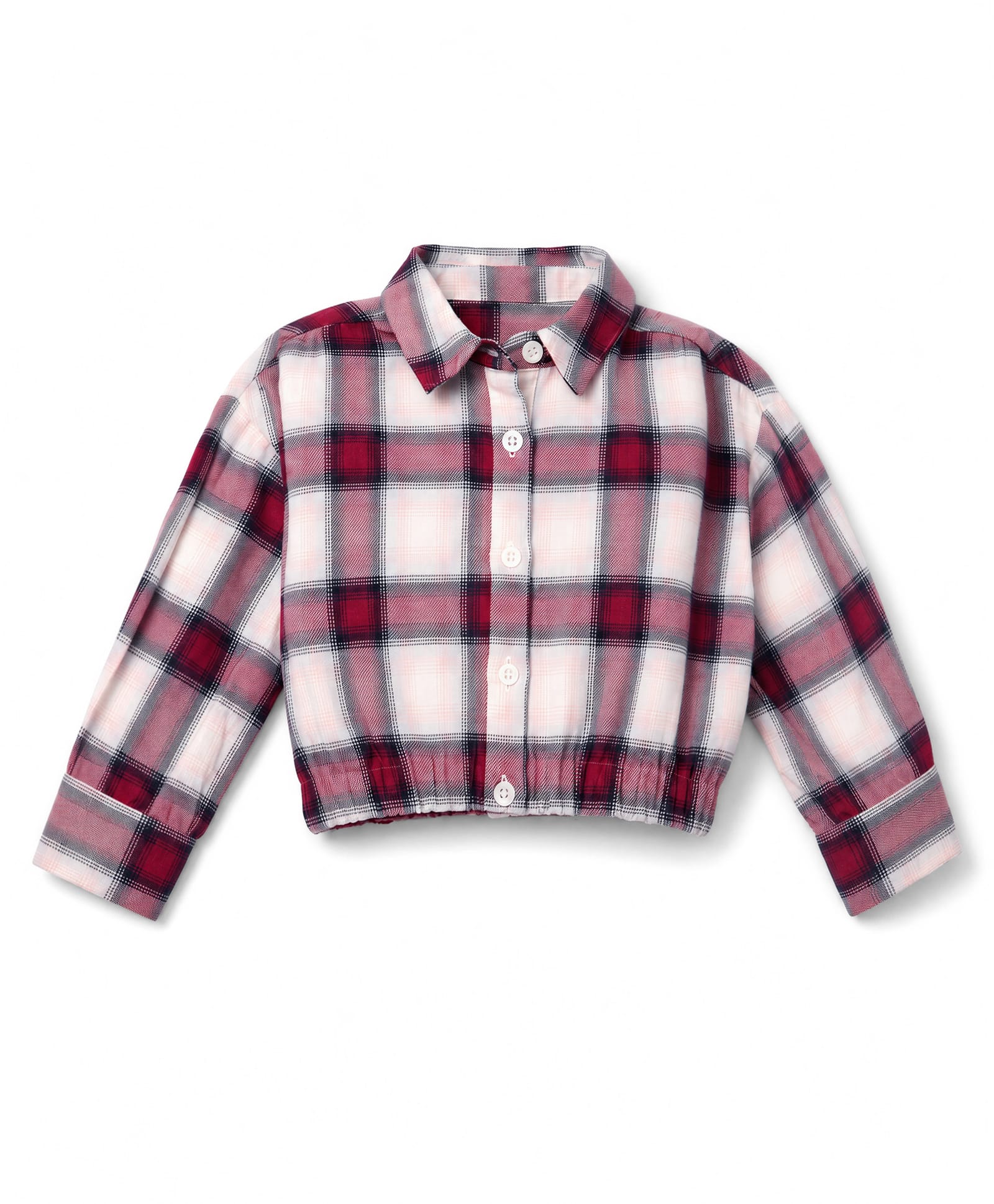 UCB Cotton Woven Full Sleeves Shirt Style Top with Elasticated Hem and Tartan Checks - Beige-picture-3