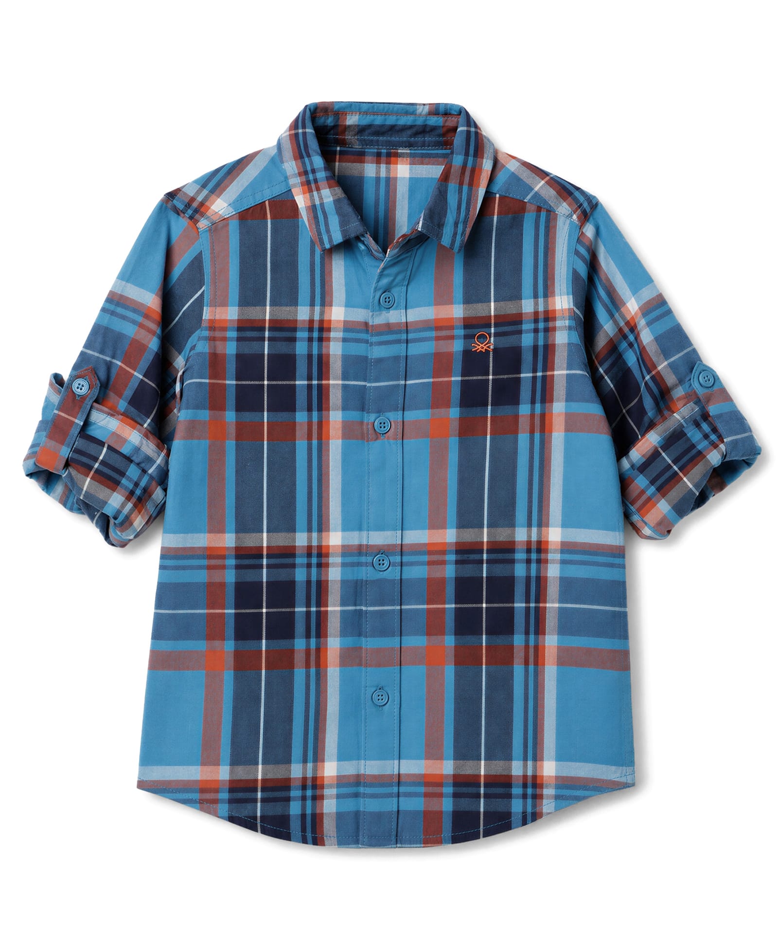 UCB Cotton Woven Checks Shirt with Full Sleeves in Light/Sky Blue for 6-9 Months-image-33