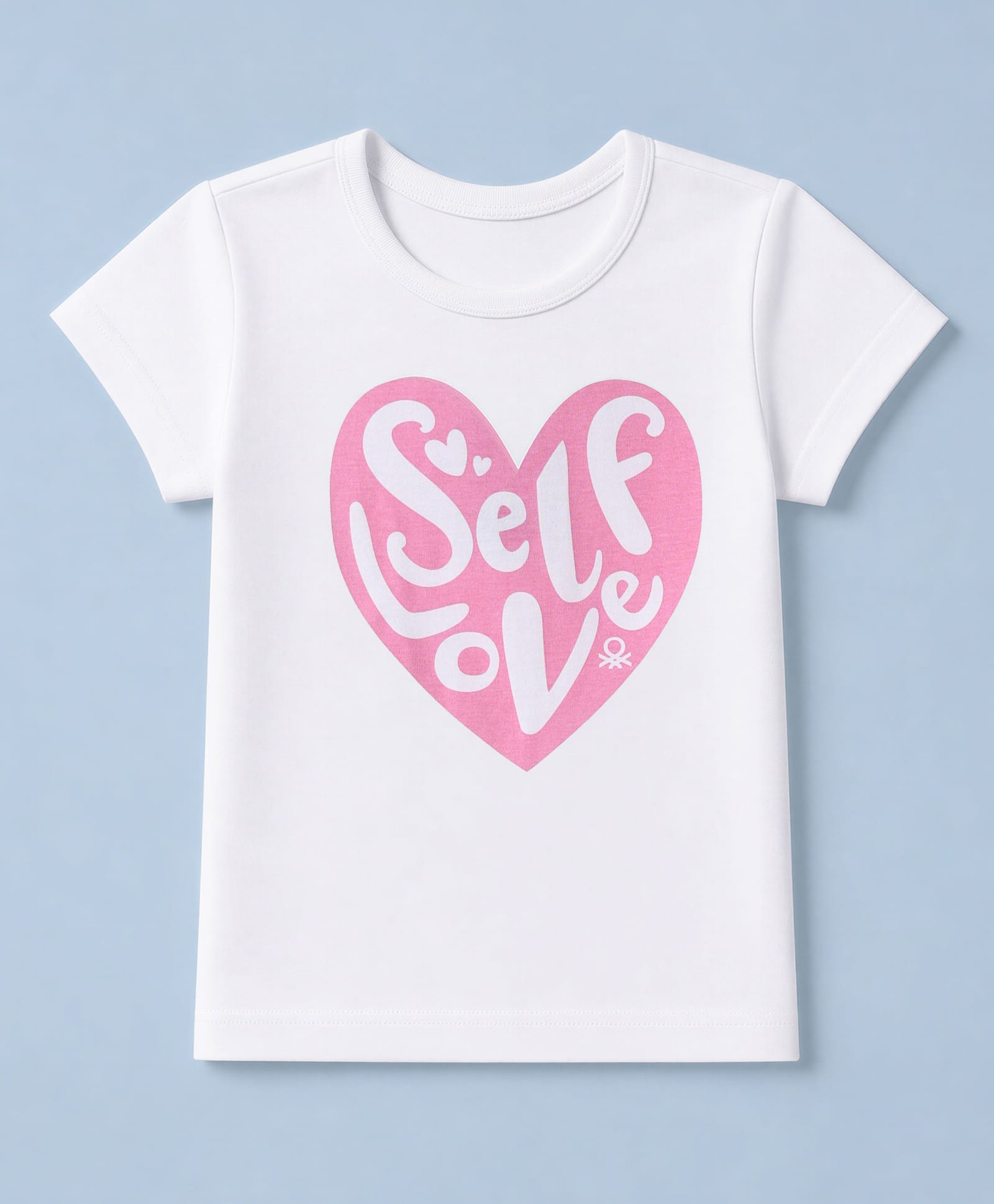 UCB Knit Half Sleeves T-Shirt with Self Love Heart Print - White-picture-11
