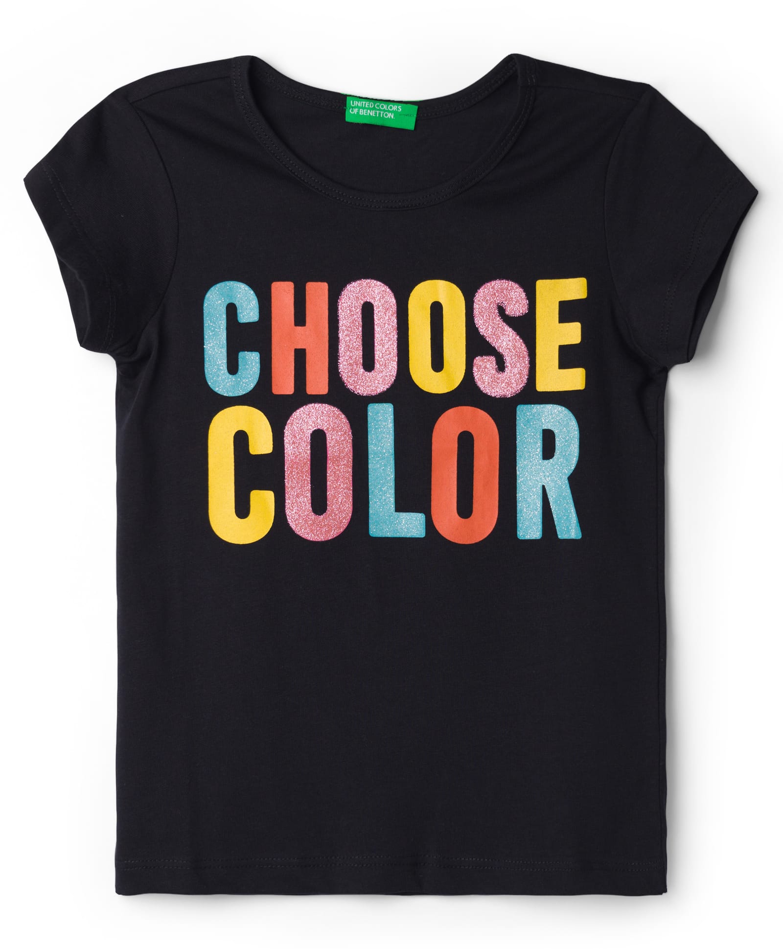 UCB Cotton Knit T-Shirt with Half Sleeves and Choose Color Glitter Print - Black-picture-12