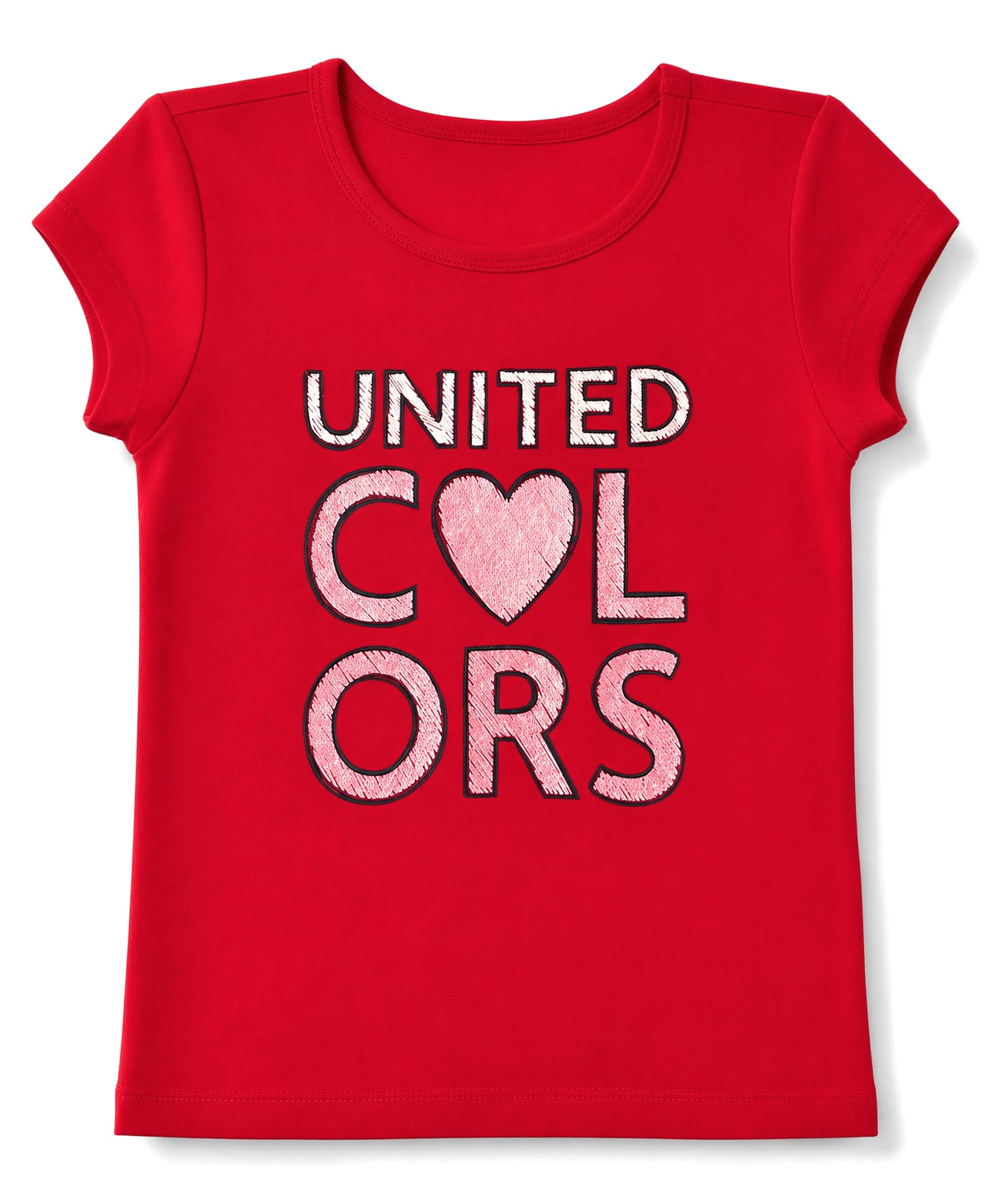 UCB Cotton Knit T-Shirt with Half Sleeves and United Color Glitter Print - Red-picture-13