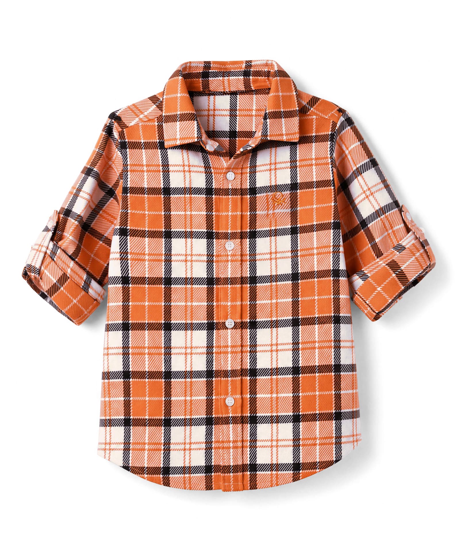 UCB Cotton Woven Full Sleeves Twill Checks Shirt - Orange-picture-37