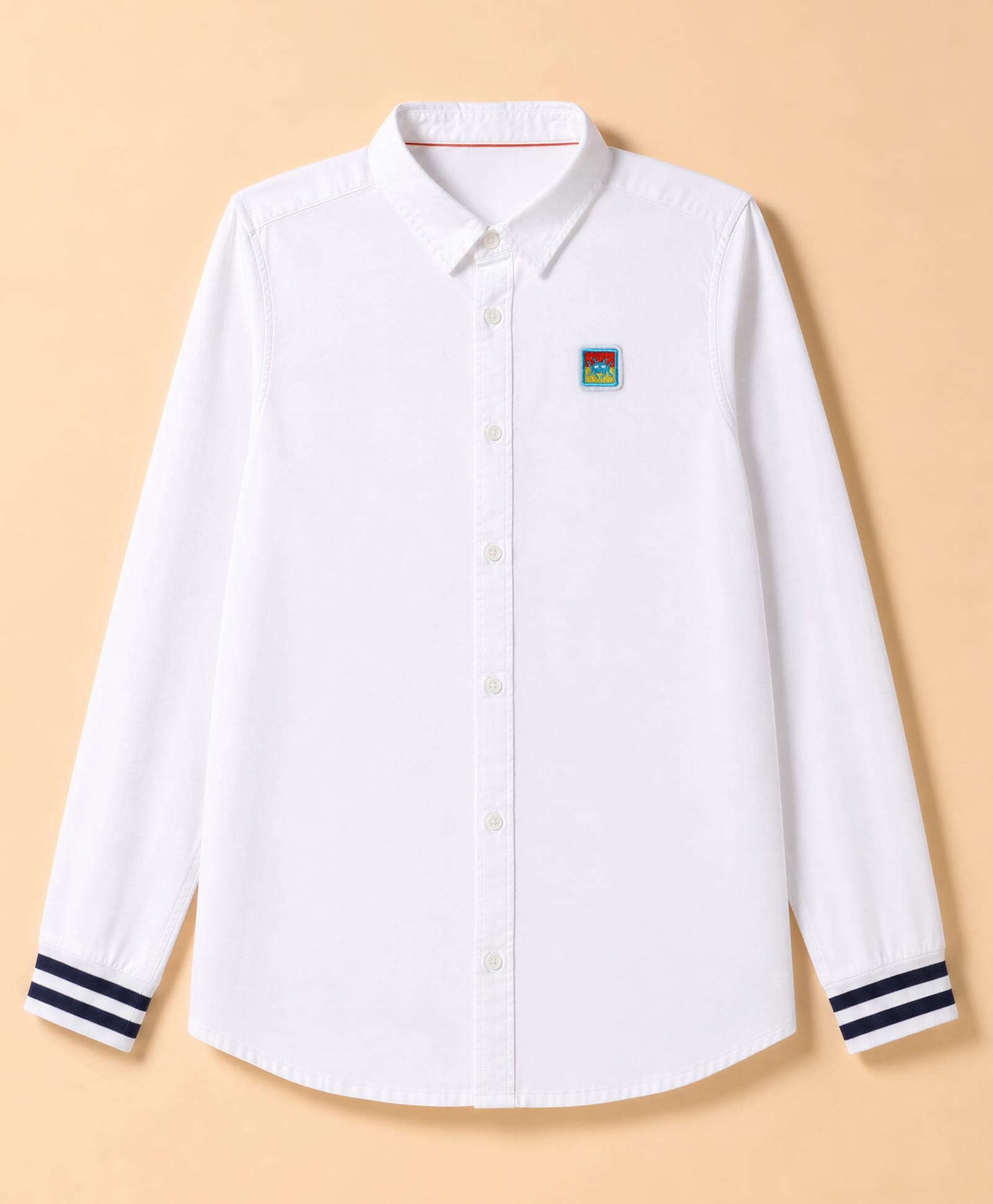 UCB Cotton Woven Oxford Shirt with Full Sleeves Shirt With Patch & Rib - White-picture-1