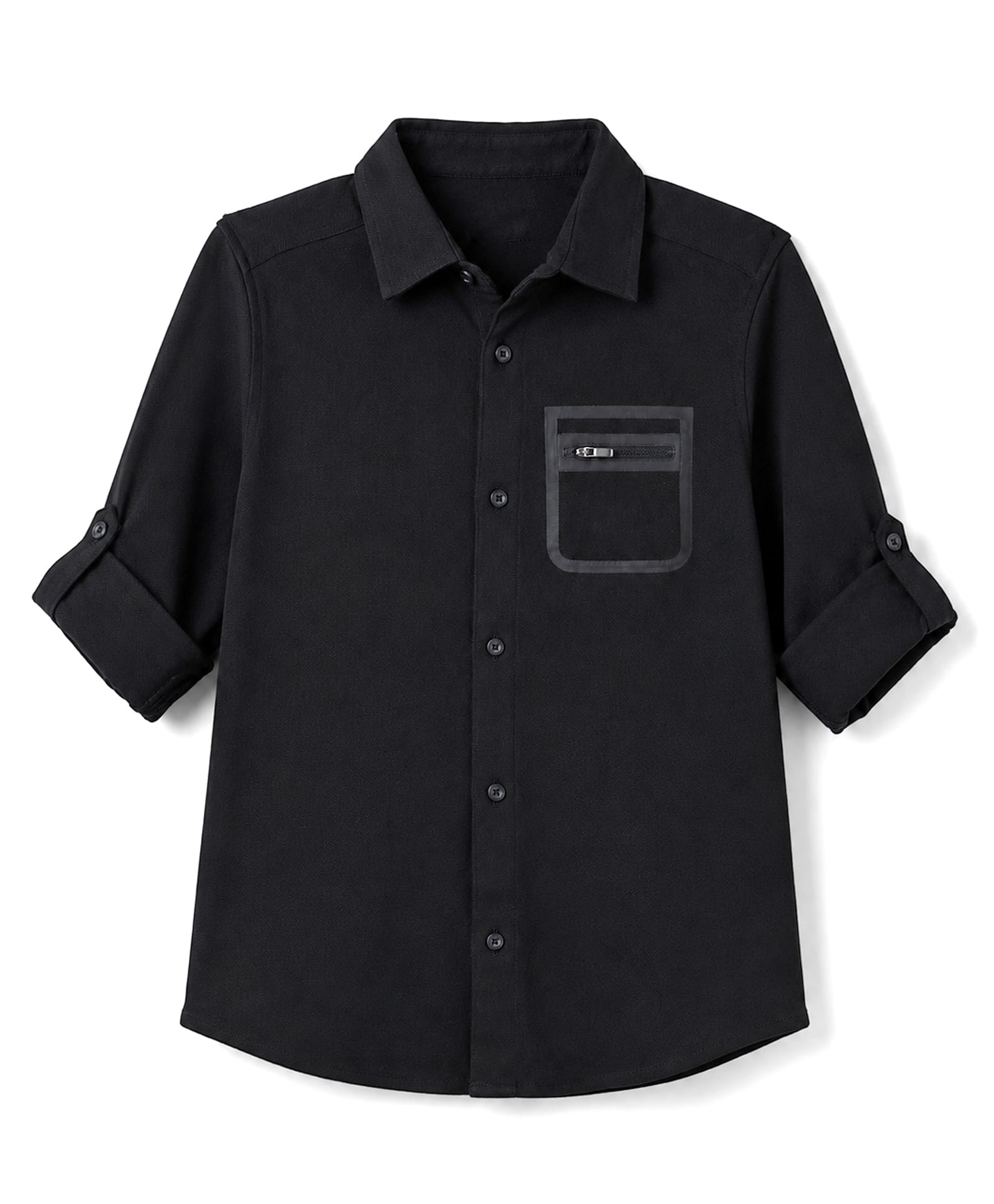 UCB Cotton Woven Shirt with Full Sleeves and Pocket Seam Seal Detail in Black for 6-9 Months-picture-9