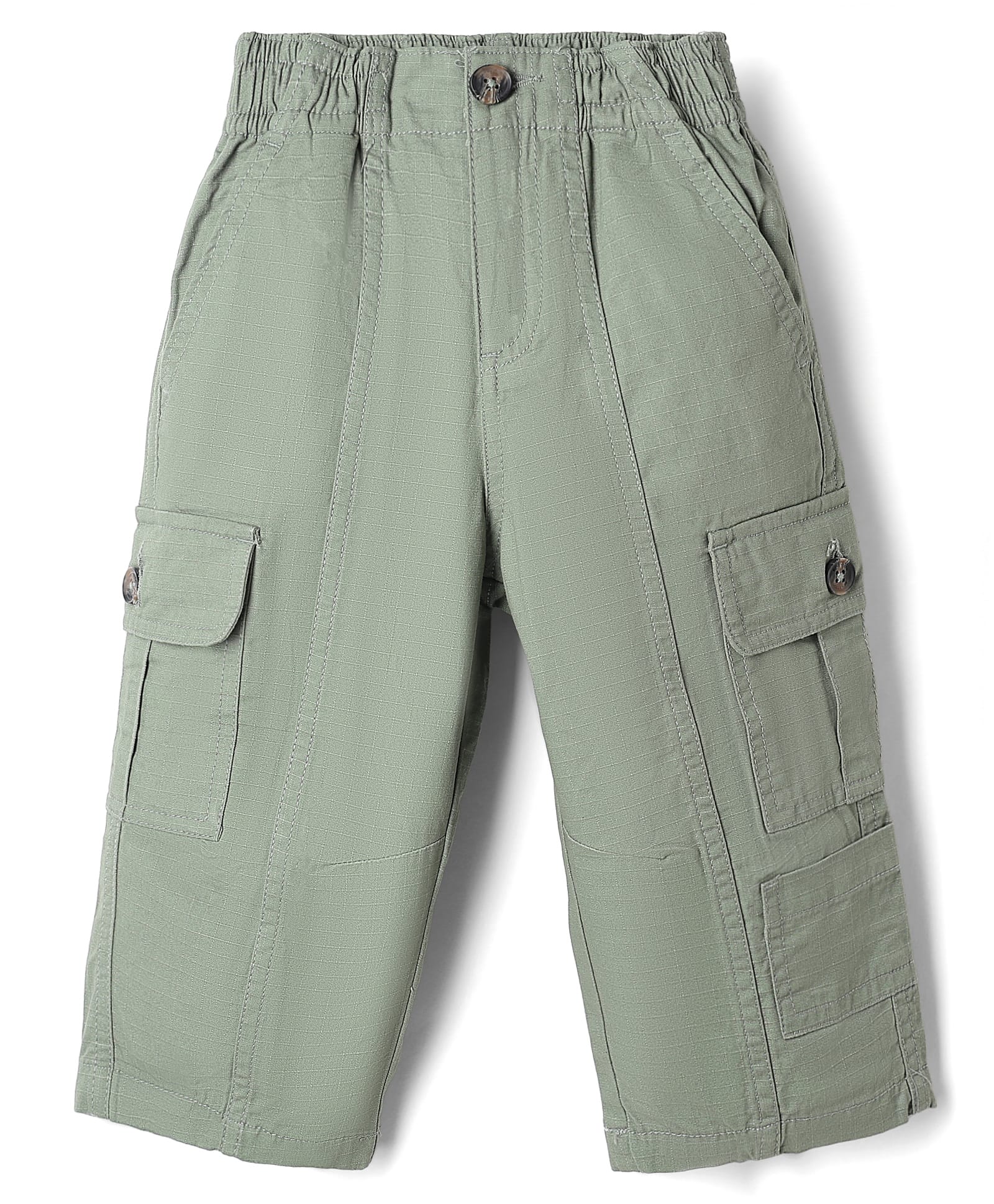 UCB Cotton Woven Full Length Solid Color Trouser With Cargo Pockets - Olive Green-picture-35