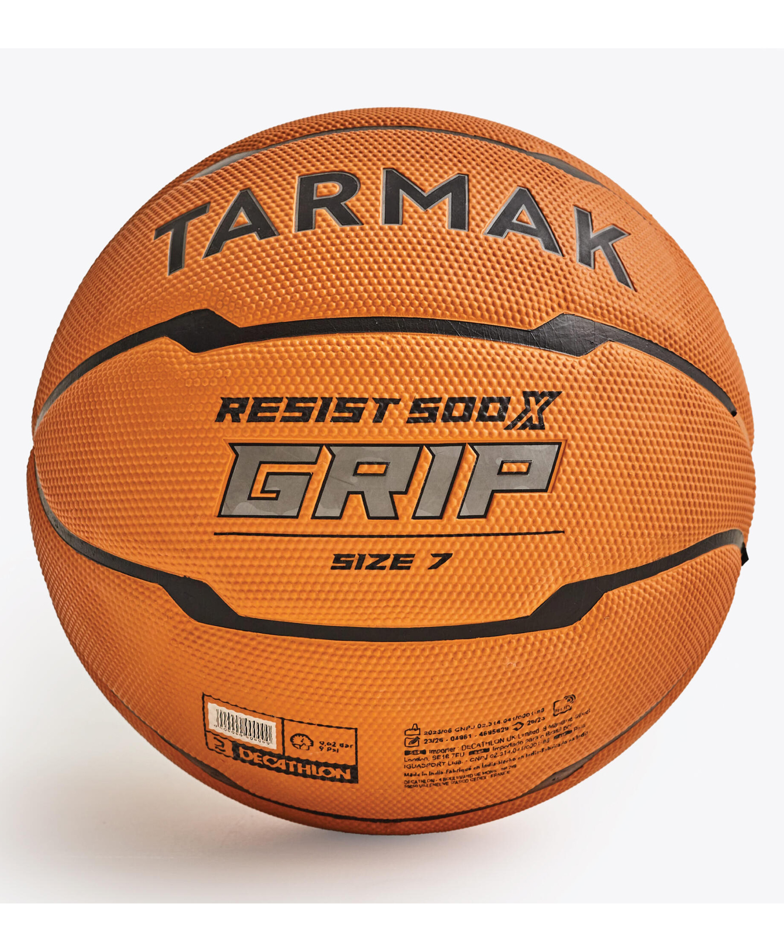 decathlon Tarmak Resist 500X Grip Synthetic Rubber Printed Basketball - Orange-picture-27
