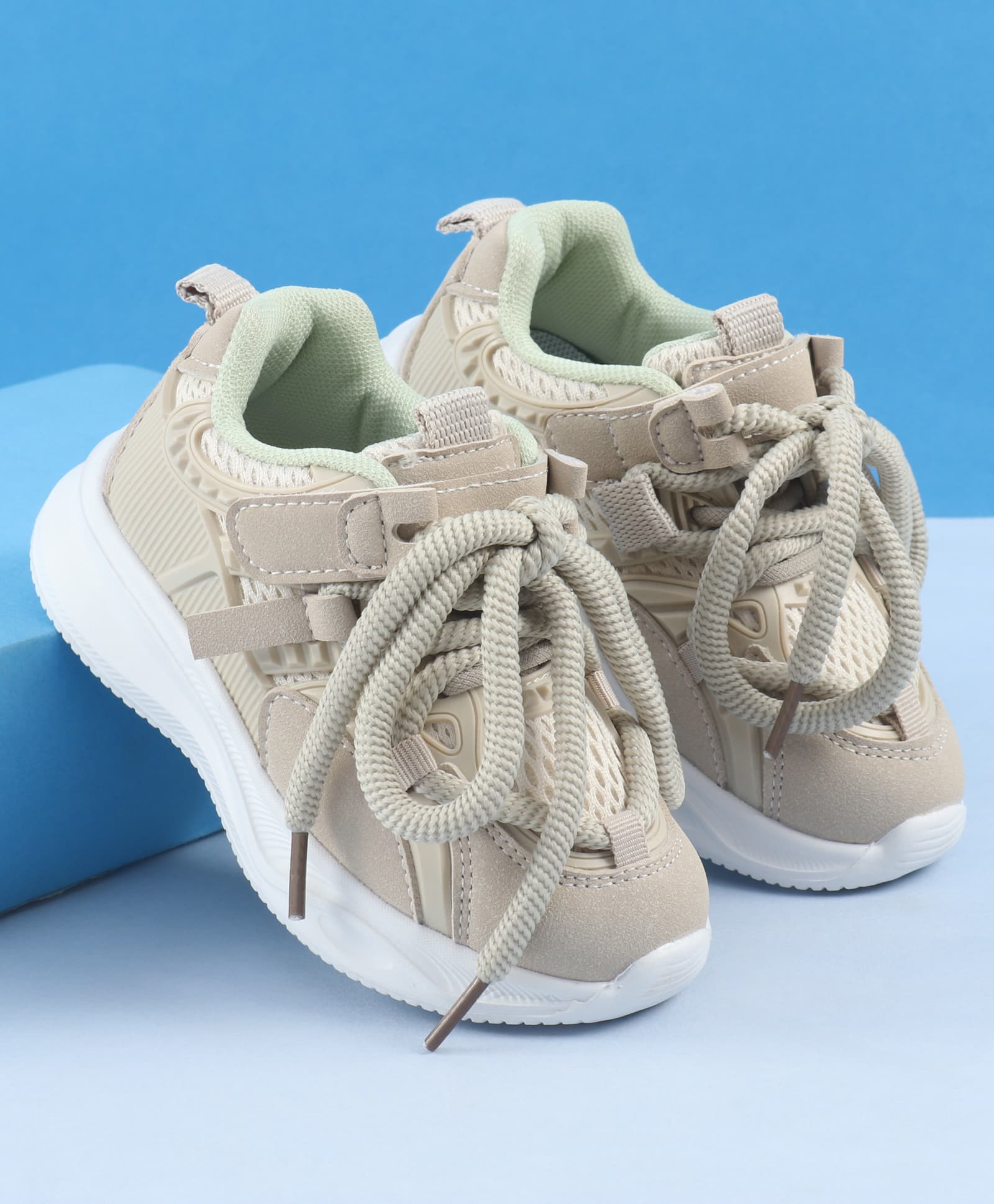 Babyoye Lace Up Closure Solid Sneaker Shoes - Mint-picture-14