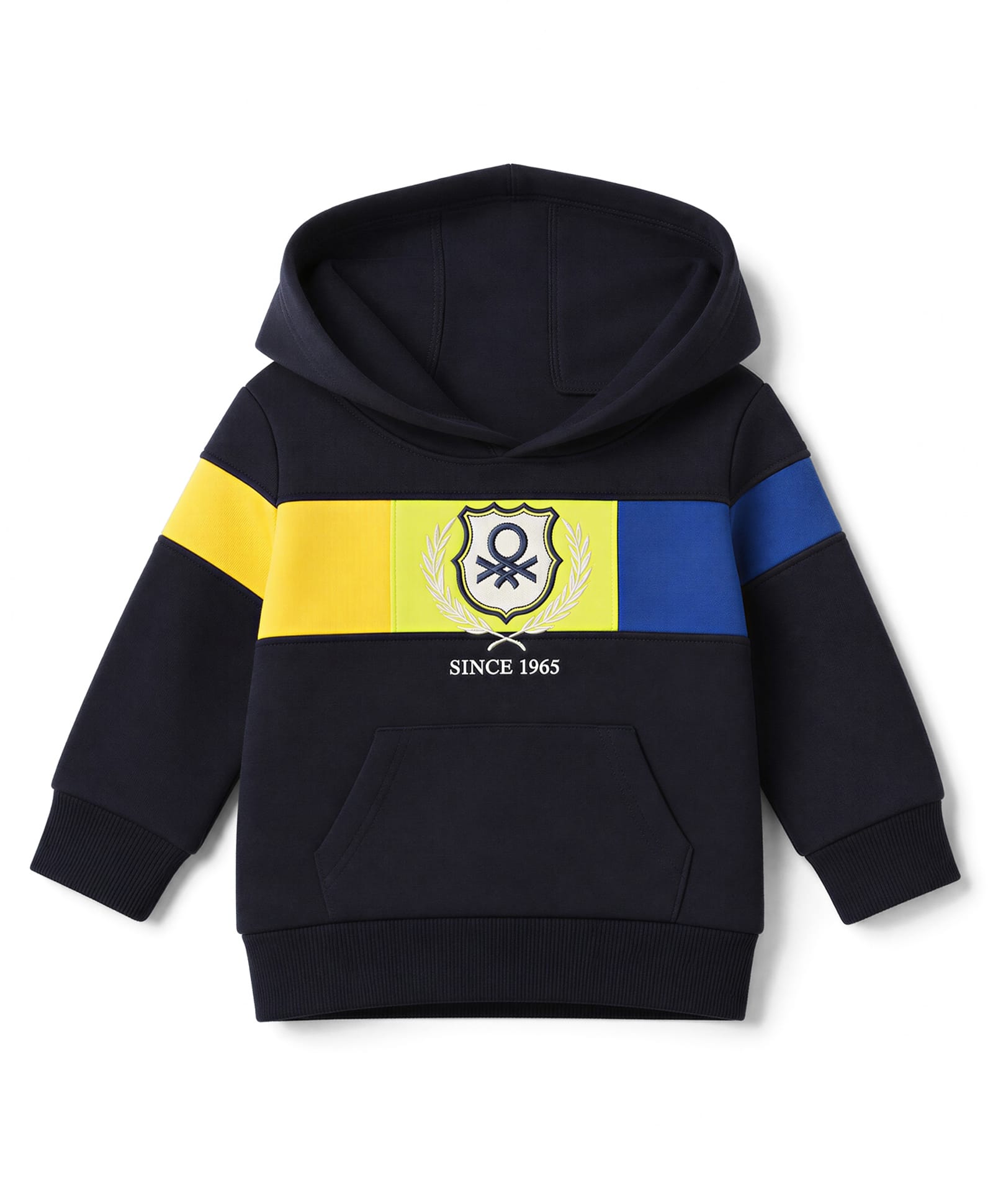 Ucb Cotton Kit Hoodie with Full Sleeves and Crest Embroidery - Navy Blue-picture-17