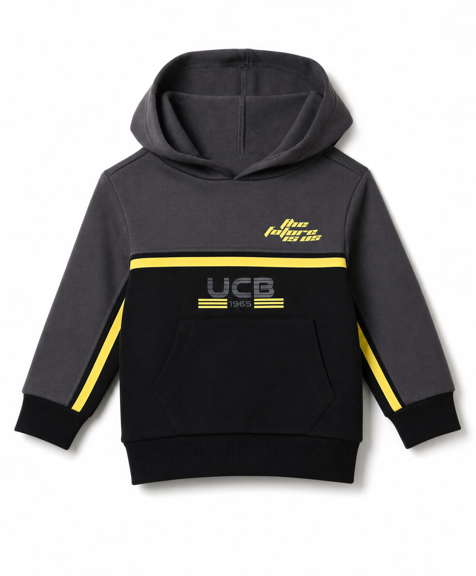 UCB Cotton Knit Sweatshirt Full Sleeves with Neon Tape Sweat & Text Print - Black-picture-33