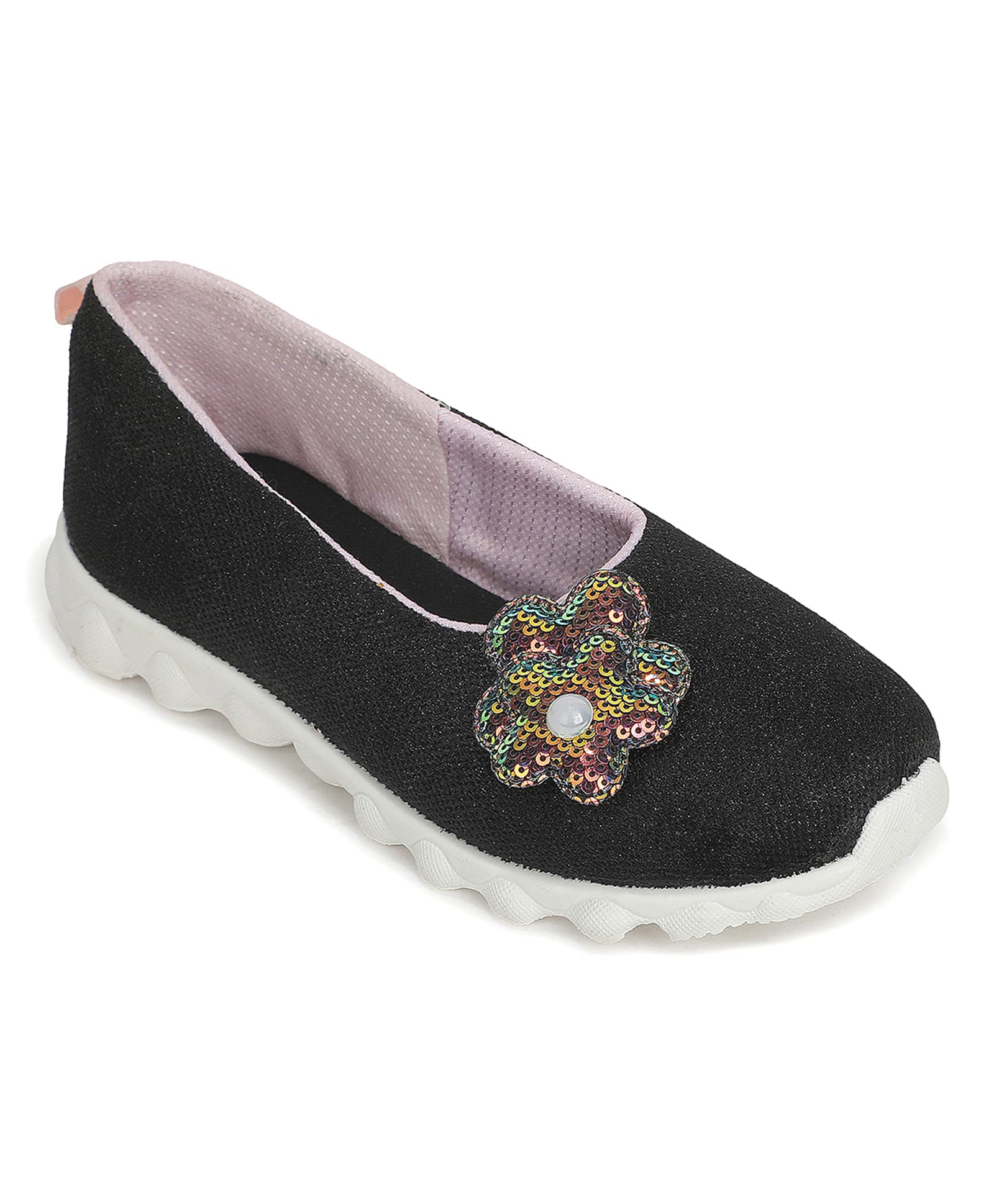 LIBERTY Sequins Embellished Floral Applique Detailed Slip On Shoes - Black-image-23