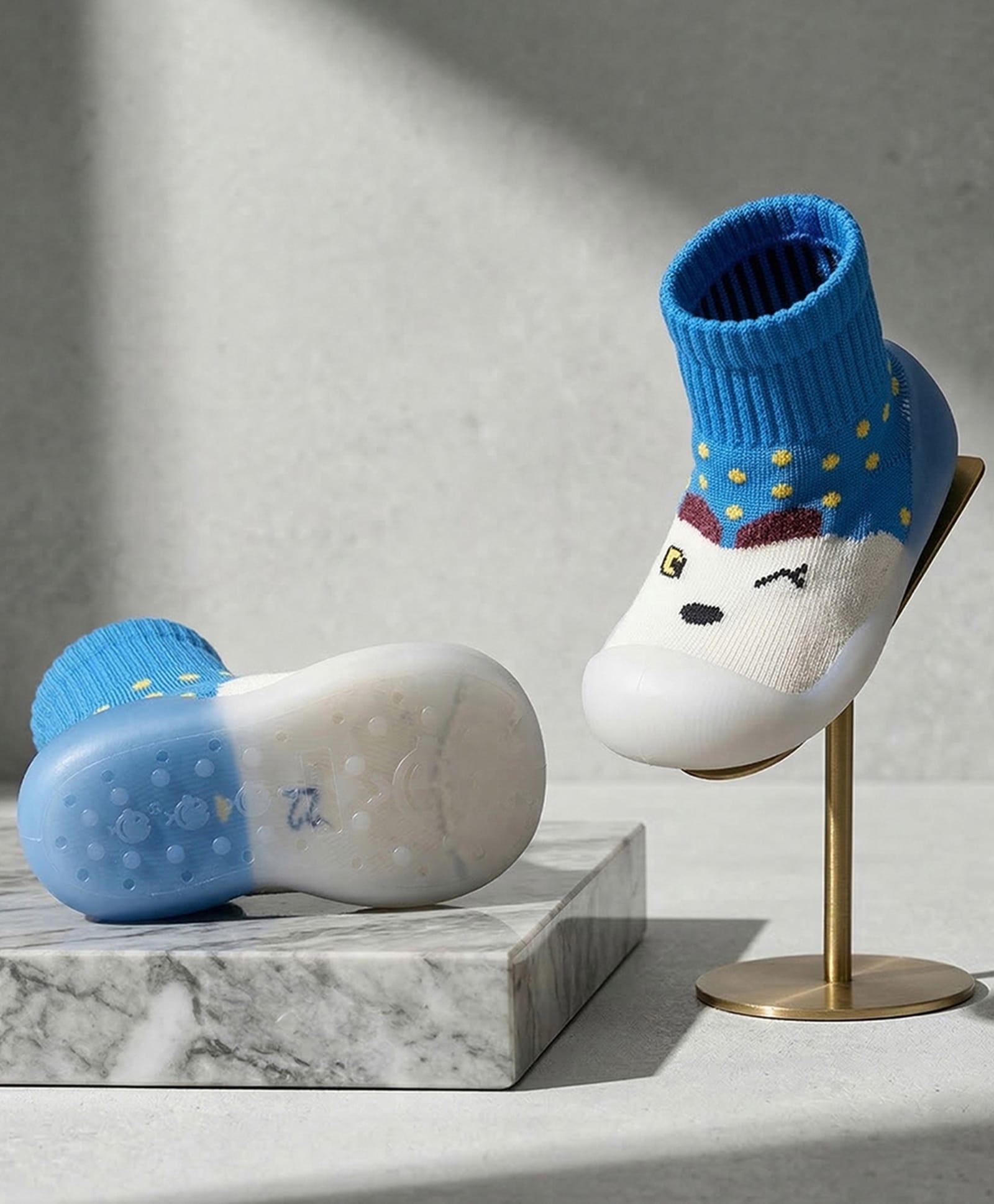 LIBERTY Colour Blocked Cartoon Face Designed Sock Shoes - Blue-picture-0