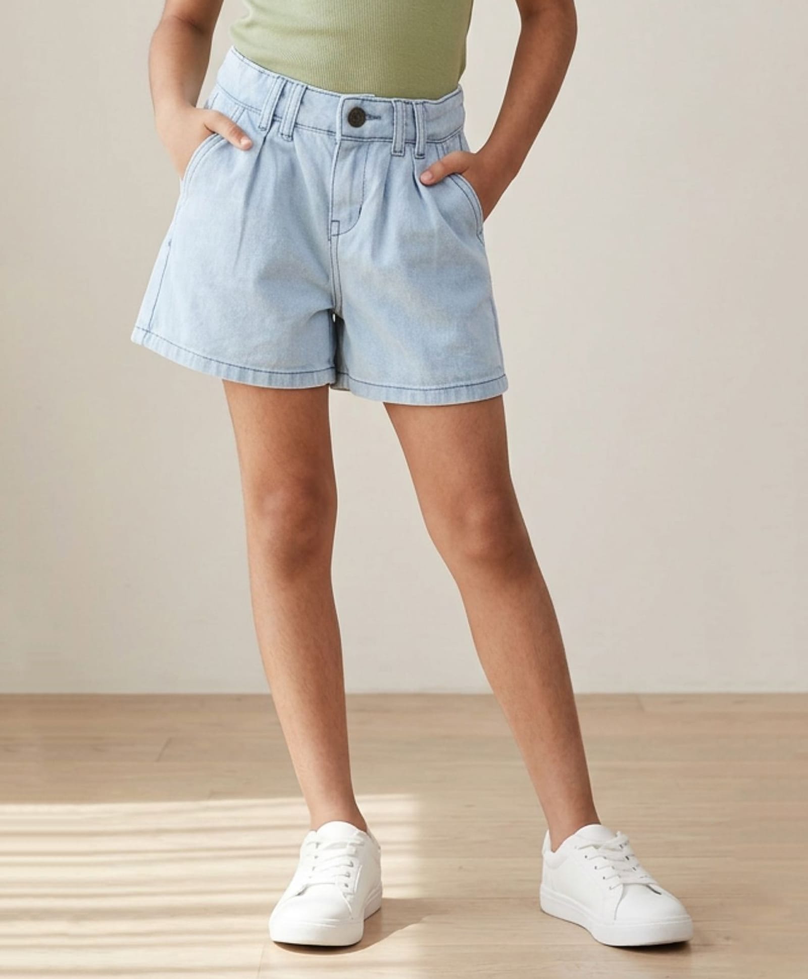 Tales & Stories Denim Washed Shorts - Blue-picture-29