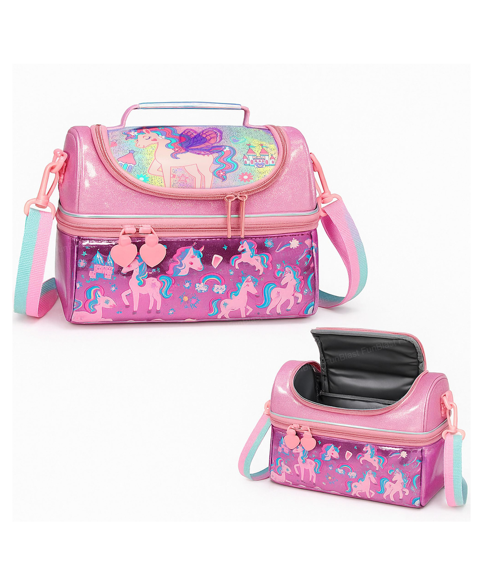 FunBlast Insulated Lunch Bag with Shoulder Strap for School, Picnic - Pack of 1 (Multicolor)-image-48