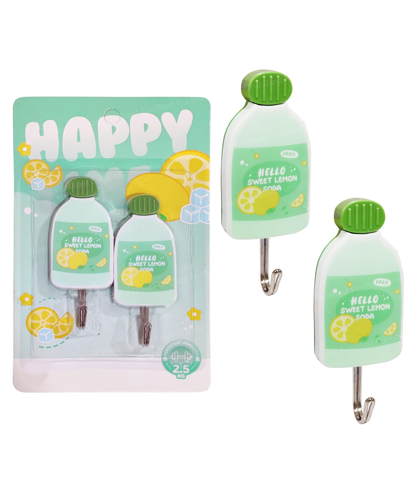 FunBlast Lemon Soda Themed Wall Hanging Hooks Without Drilling for Home Pack of 2-picture-11