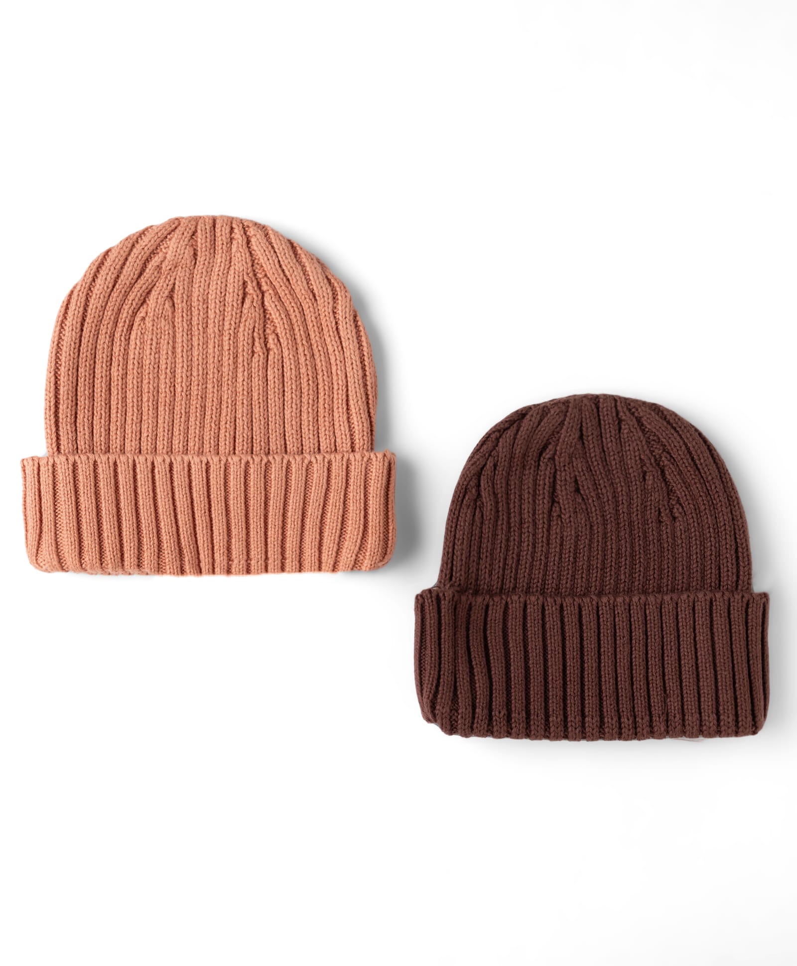 I Bears Cotton Knit Solid Baby Caps Pack of 2 Brown & Pink - Diameter 9 cm-image-45