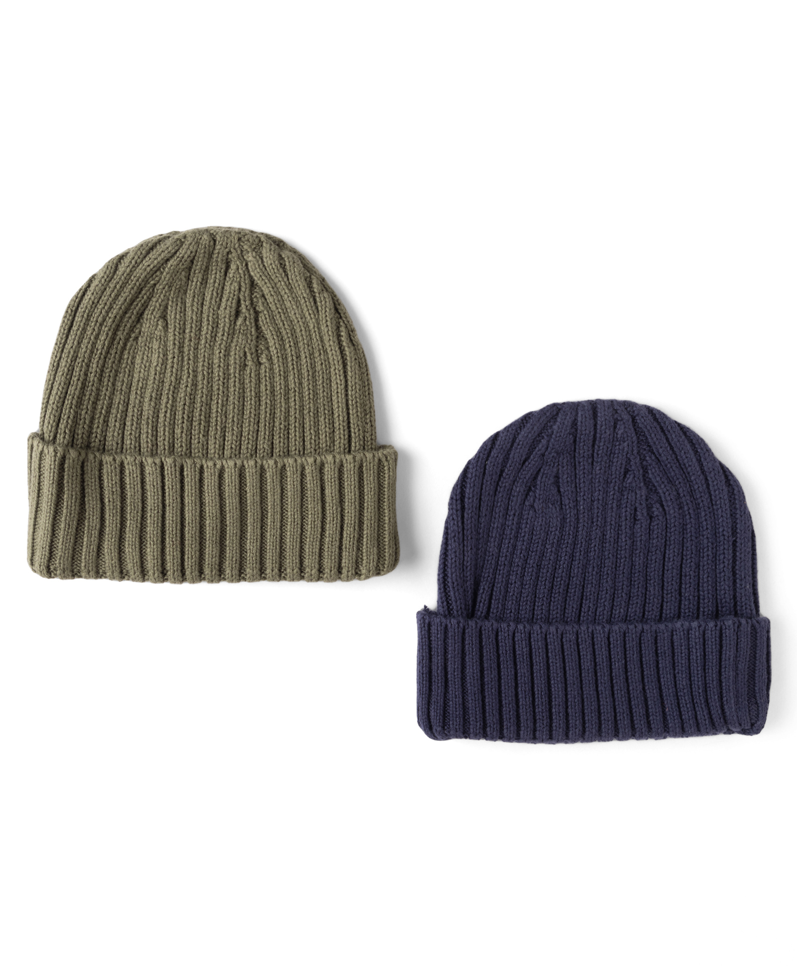 I Bears Cotton Knit Solid Baby Caps Pack of 2 Navy Blue & Green - Diameter 9.5 cm-image-1