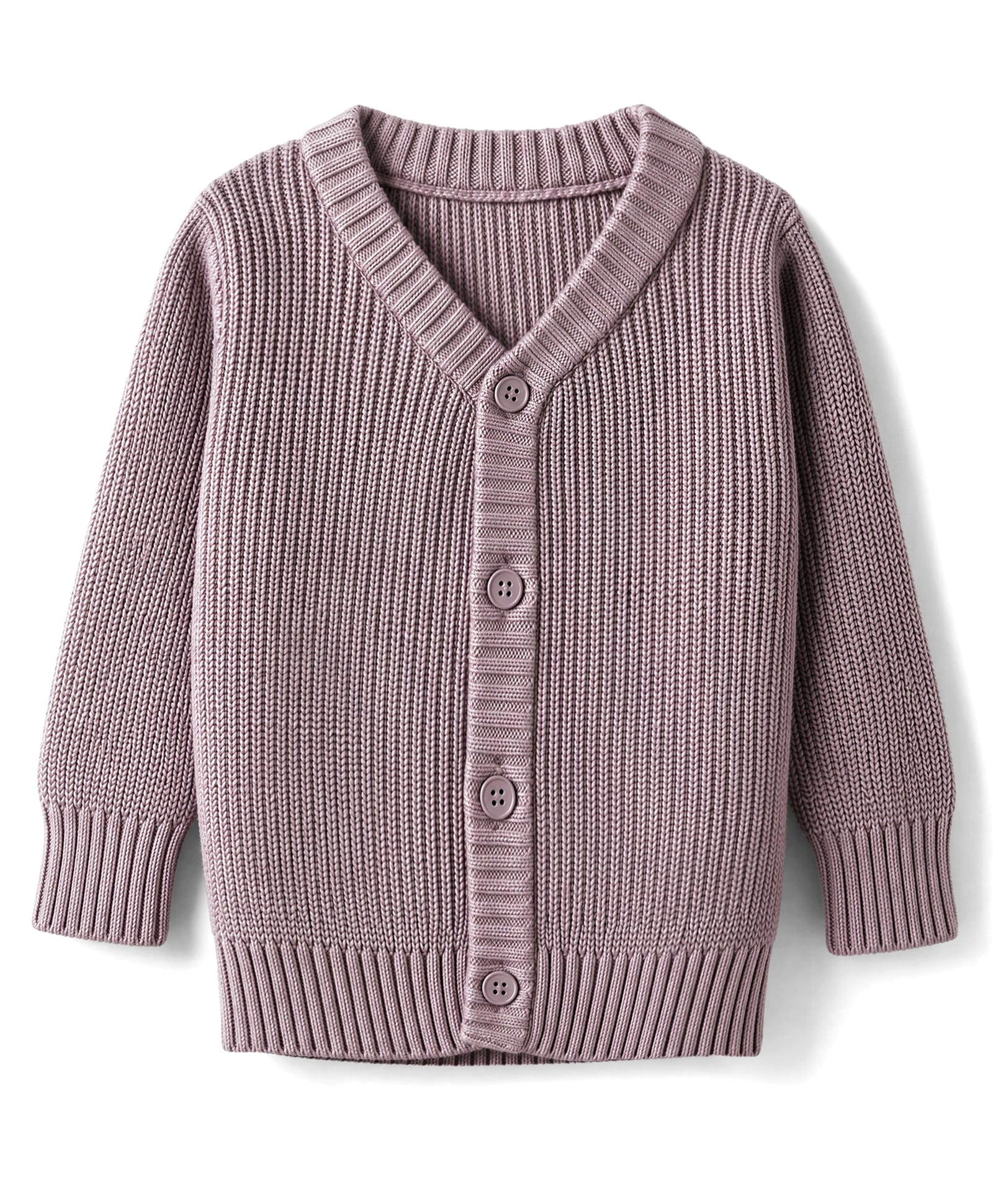 I Bears Cotton Knit Full Sleeves Front Open Sweater With Cable Knit Design - Purple-picture-17